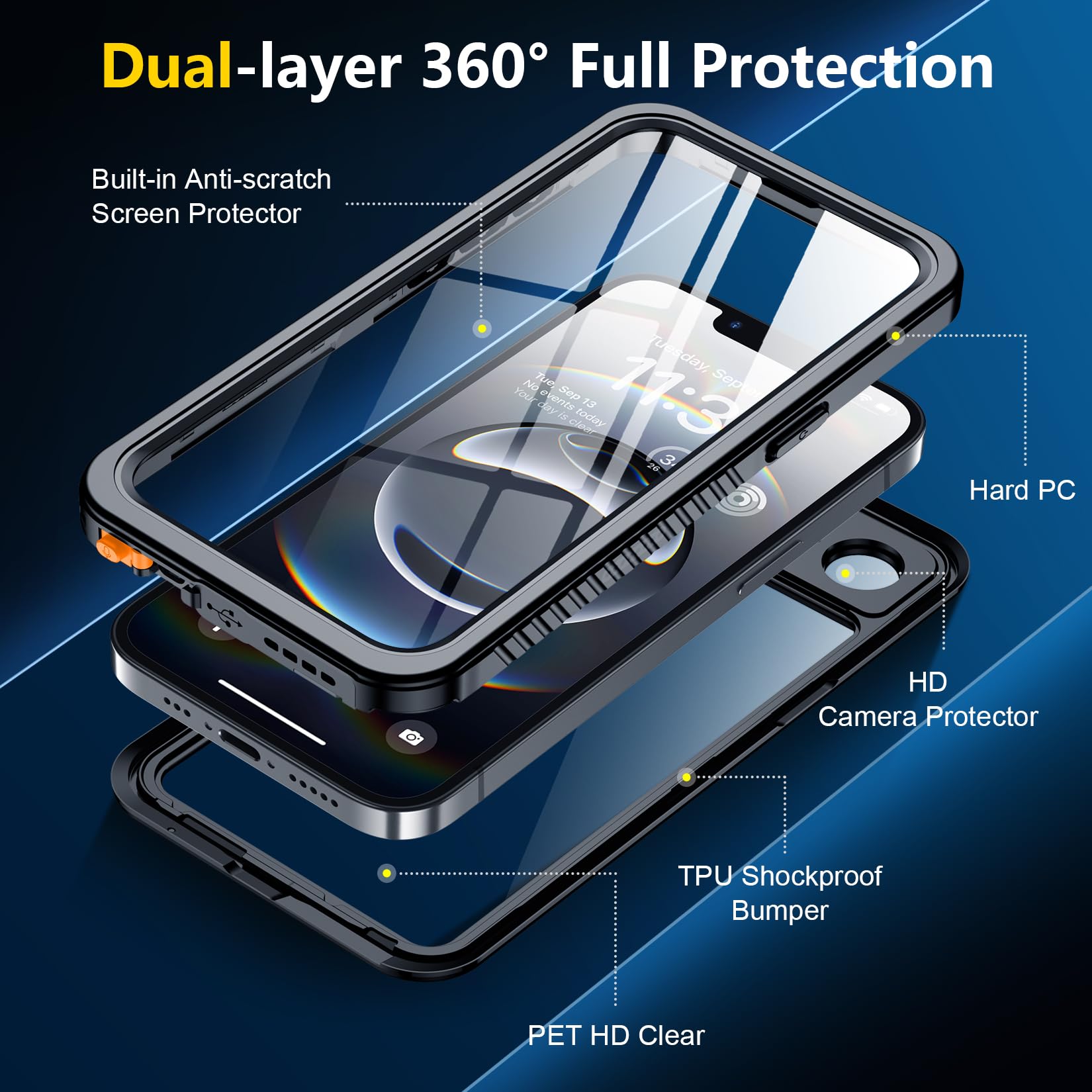 Foto 7 pulgar | Funda Spidercase Para Iphone 16e, Impermeable, Negra Y Transparente - Venta Internacional.