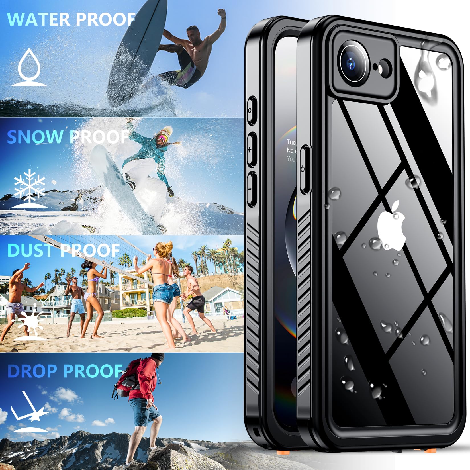 Foto 7 | Funda Spidercase Para Iphone 16e, Impermeable, Negra Y Transparente - Venta Internacional.