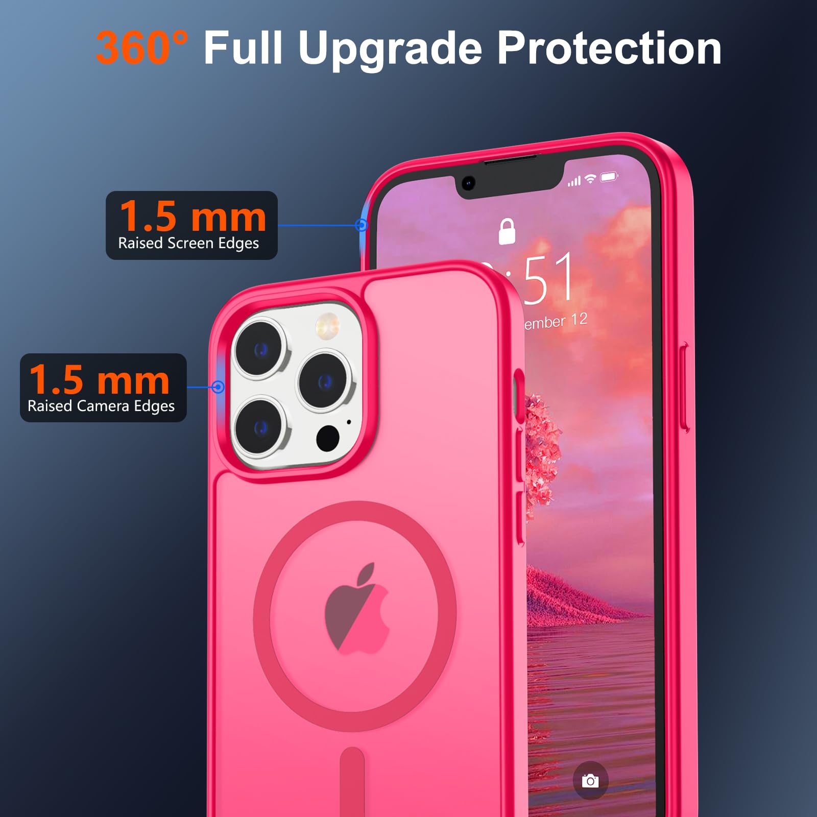 Foto 5 pulgar | Funda Magnética Supfine Para Iphone 13 Pro, Color Rosa Intenso - Venta Internacional.