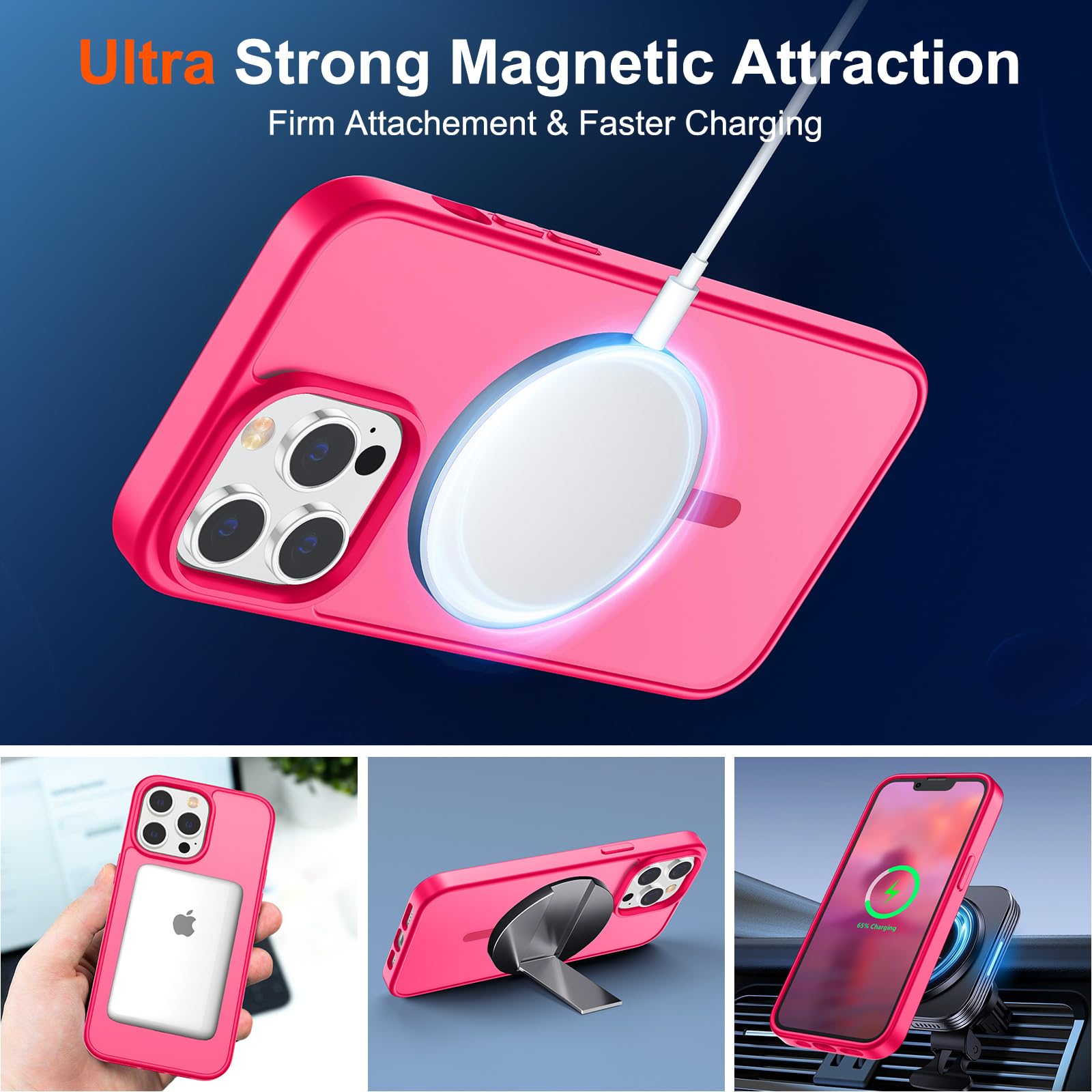 Foto 6 pulgar | Funda Magnética Supfine Para Iphone 13 Pro, Color Rosa Intenso - Venta Internacional.