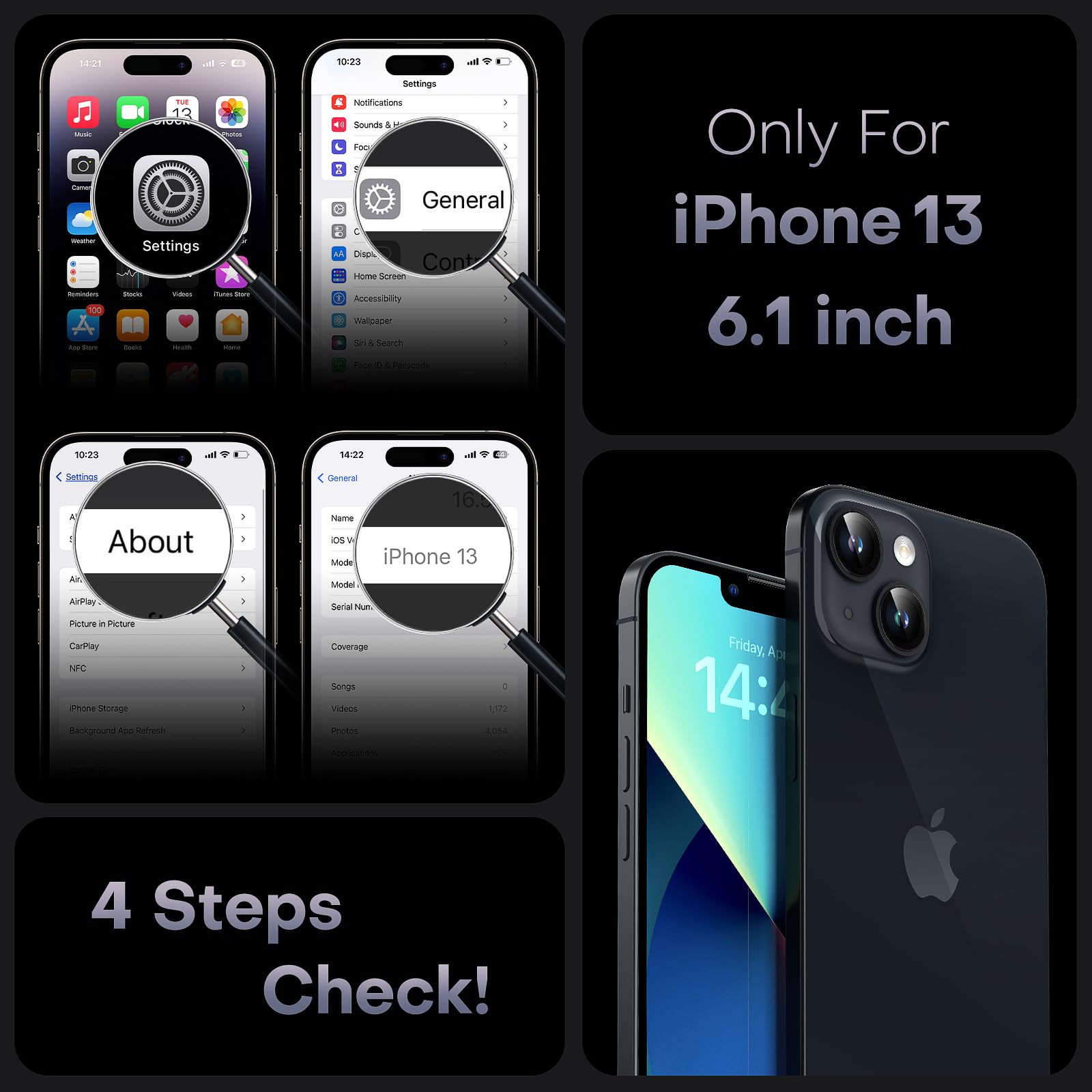 Foto 3 pulgar | Funda Magnética Tocol 3 En 1 Para Iphone 13 De 6,1 Pulgadas, Negra - Venta Internacional.
