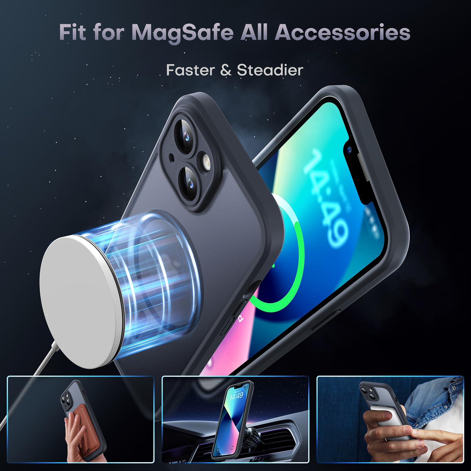 Foto 4 pulgar | Funda Magnética Tocol 3 En 1 Para Iphone 13 De 6,1 Pulgadas, Negra - Venta Internacional.