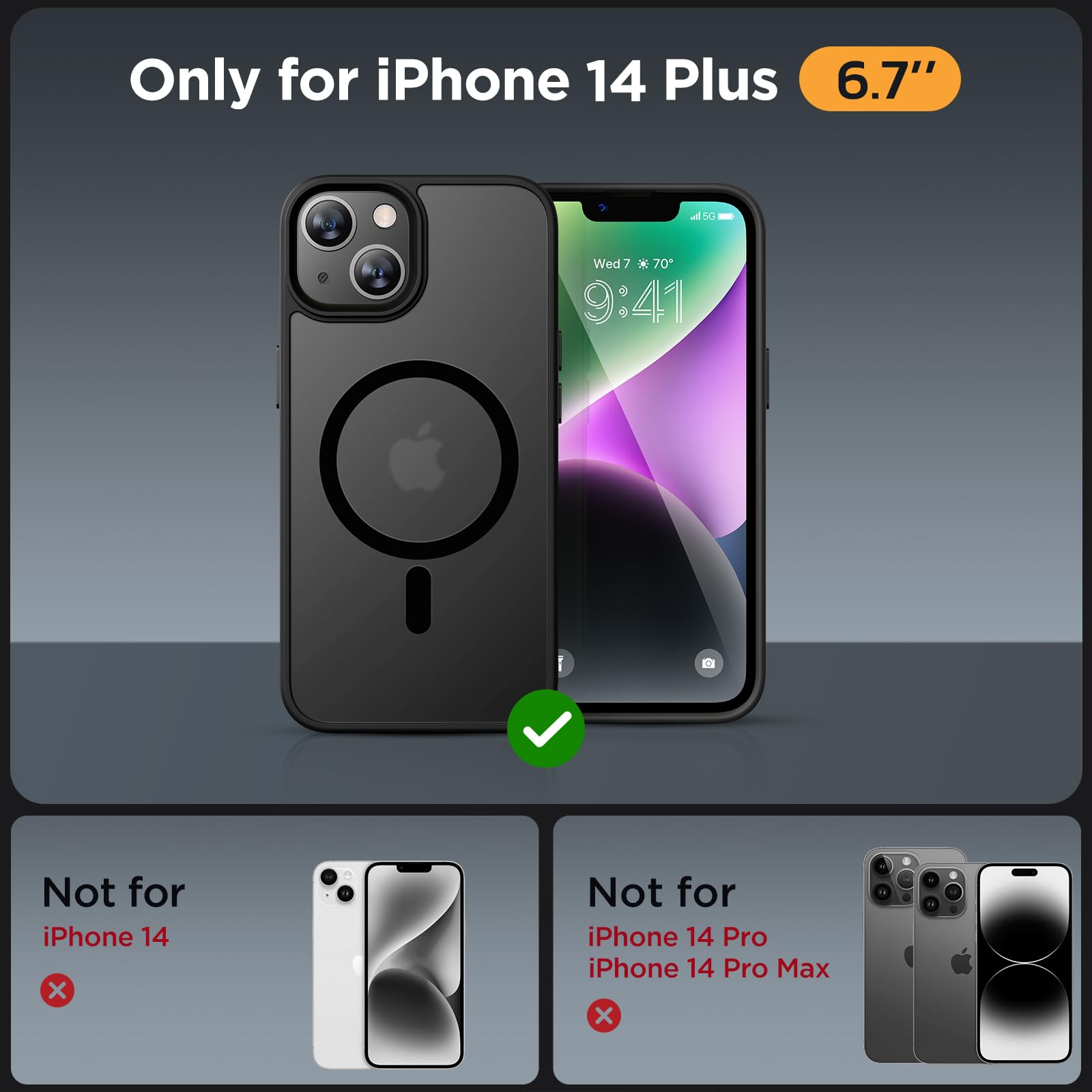 Foto 3 pulgar | Funda Para Teléfono Miracase Magnetic Series Para Iphone 14 Plus, Color Negro - Venta Internacional.