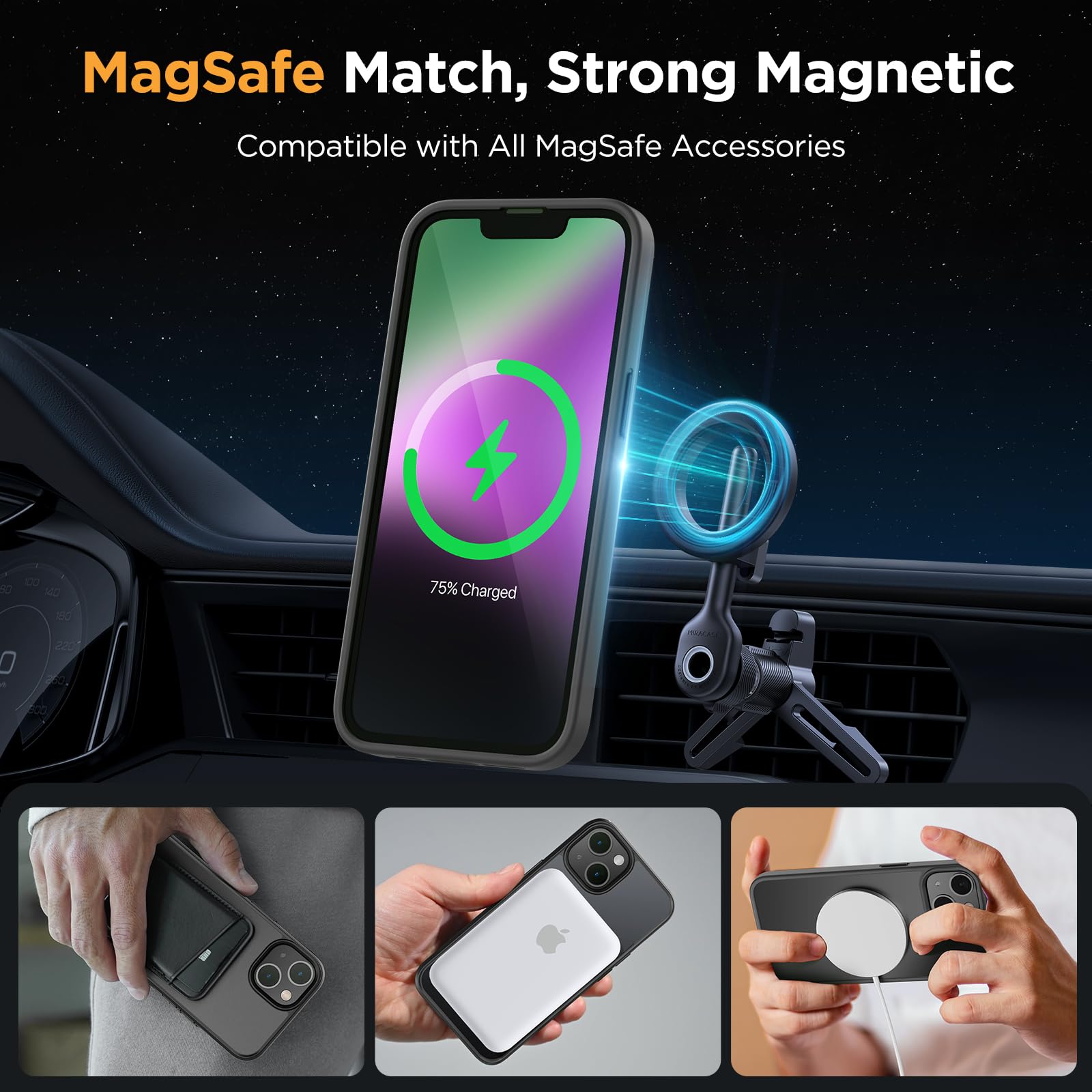 Foto 4 pulgar | Funda Para Teléfono Miracase Magnetic Series Para Iphone 14 Plus, Color Negro - Venta Internacional.