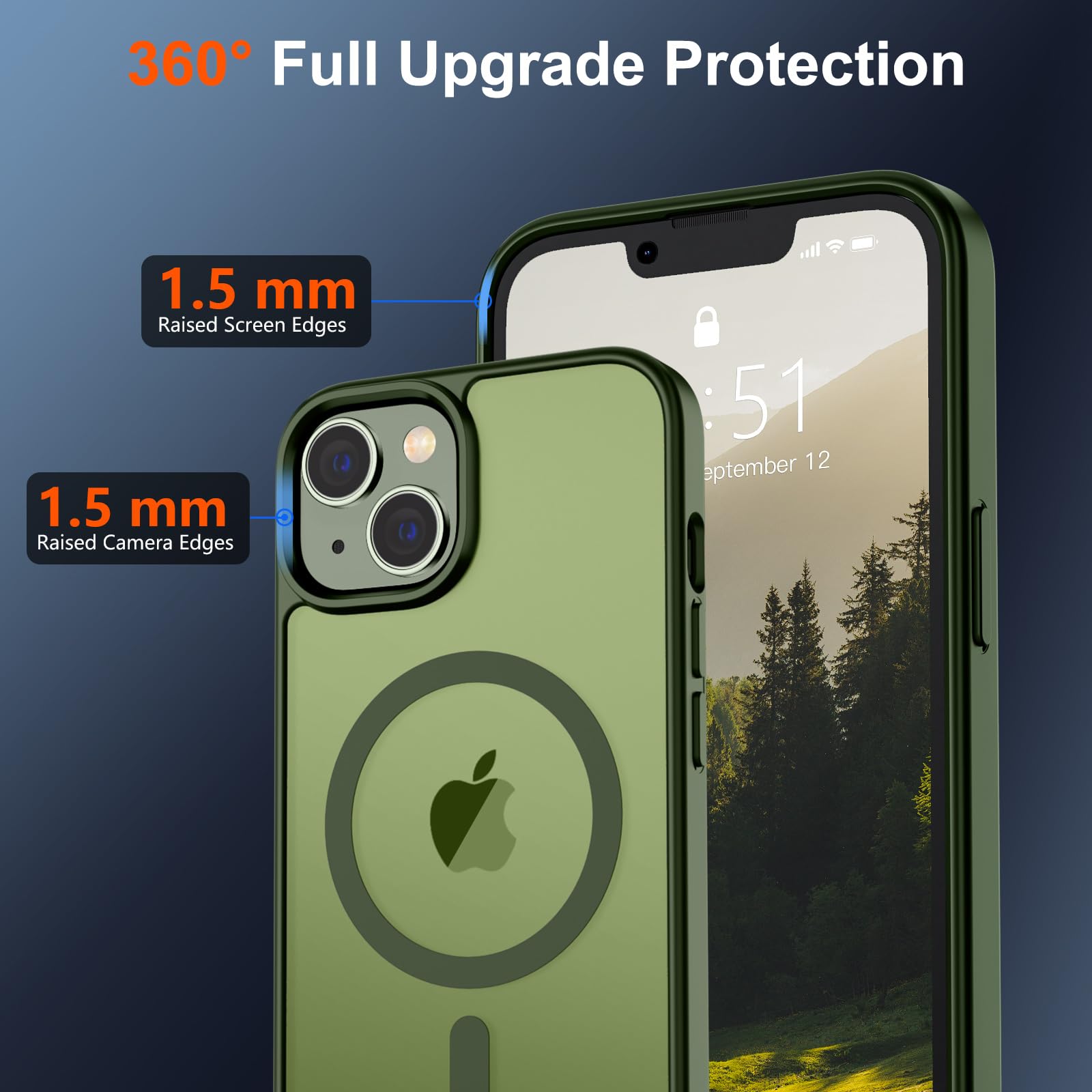 Foto 5 pulgar | Funda Magnética Supfine Para Iphone 15/14 Plus, Color Verde - Venta Internacional.