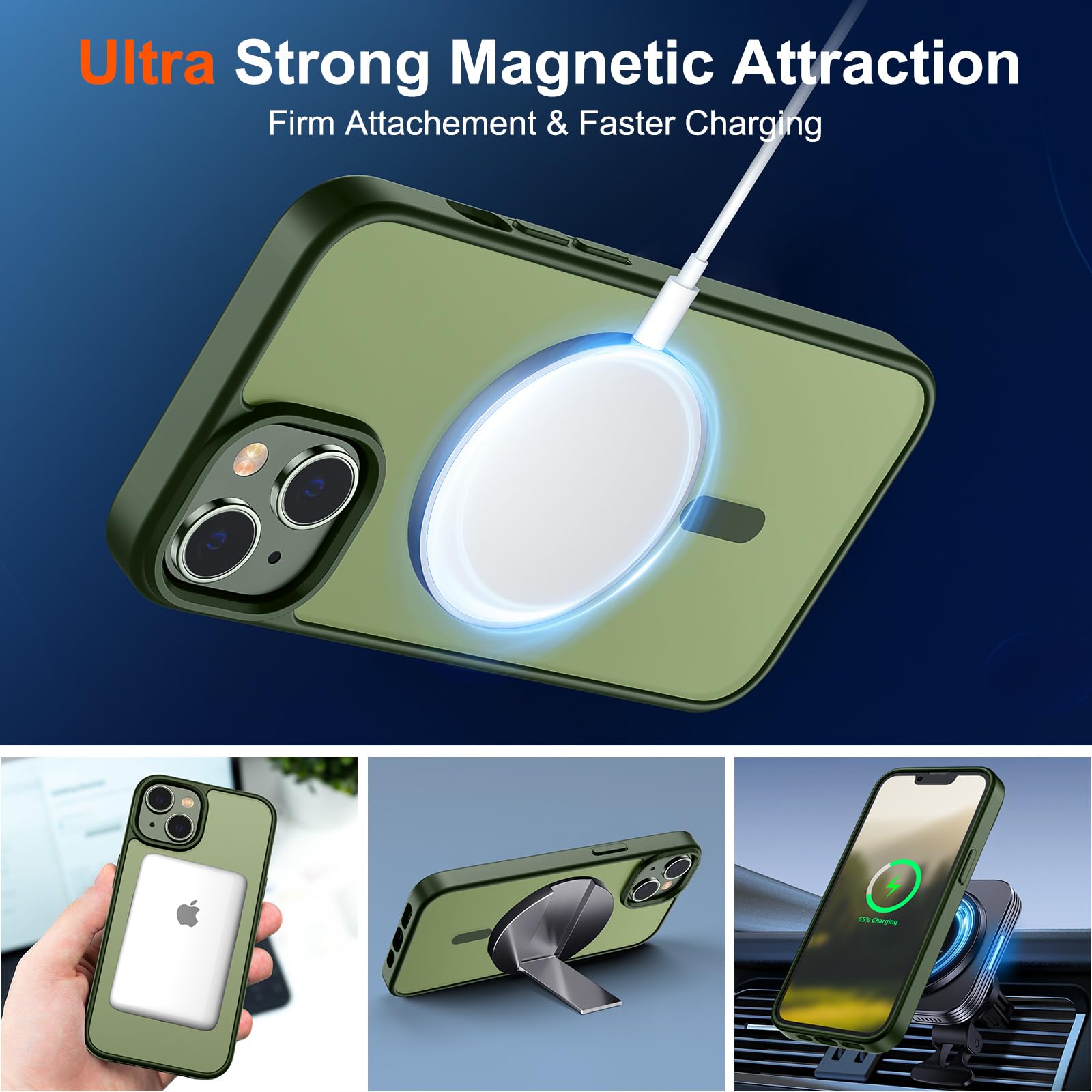 Foto 6 pulgar | Funda Magnética Supfine Para Iphone 15/14 Plus, Color Verde - Venta Internacional.