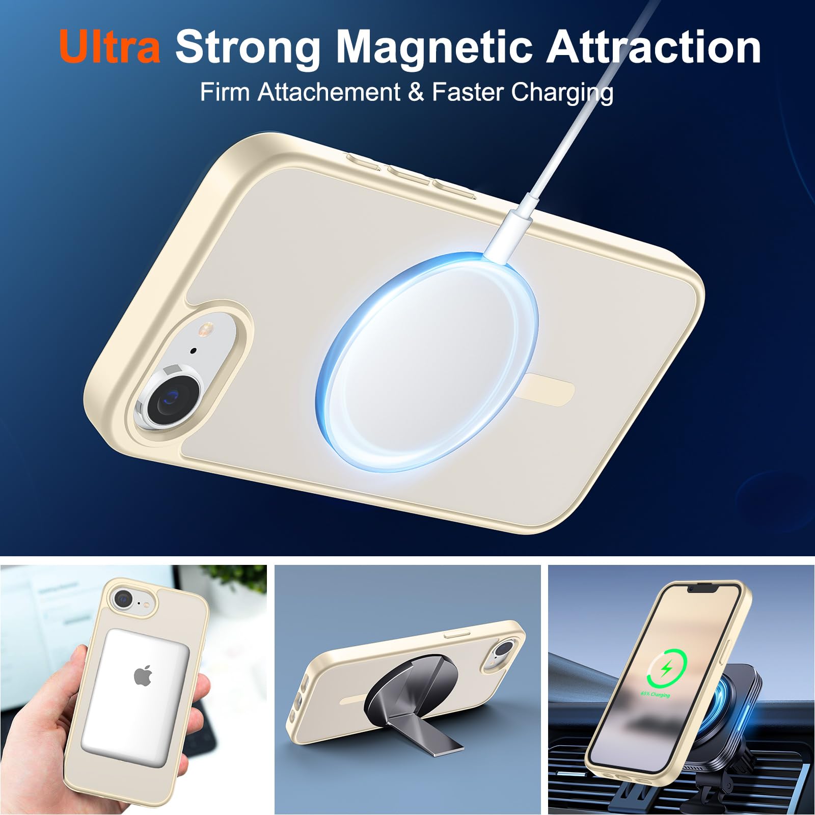 Foto 6 pulgar | Funda Magnética Supfine Para Iphone 16e 2025, Color Blanco Envejecido - Venta Internacional.