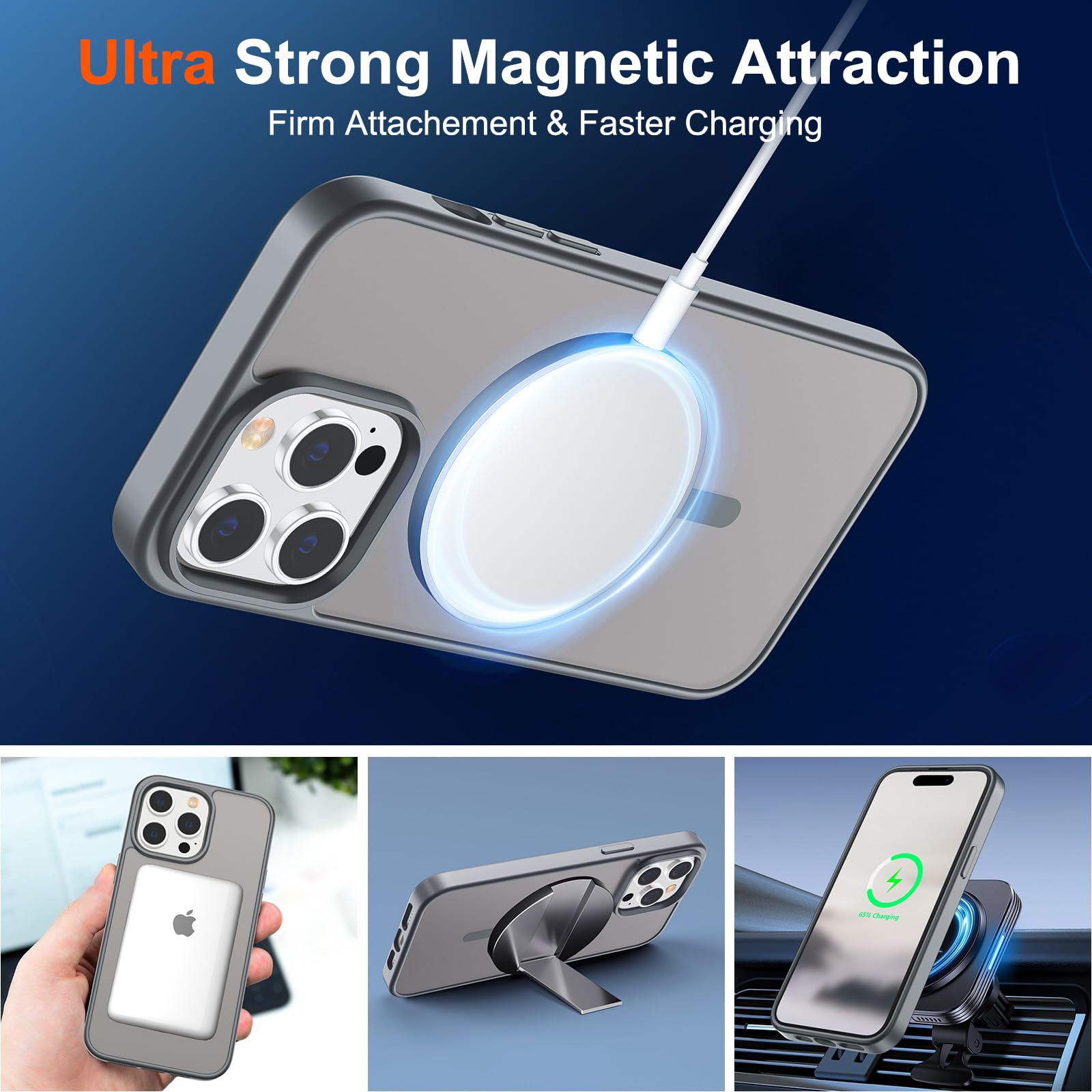 Foto 6 pulgar | Funda Magnética Supfine Para Iphone 14 Pro Max, Gris - Venta Internacional.