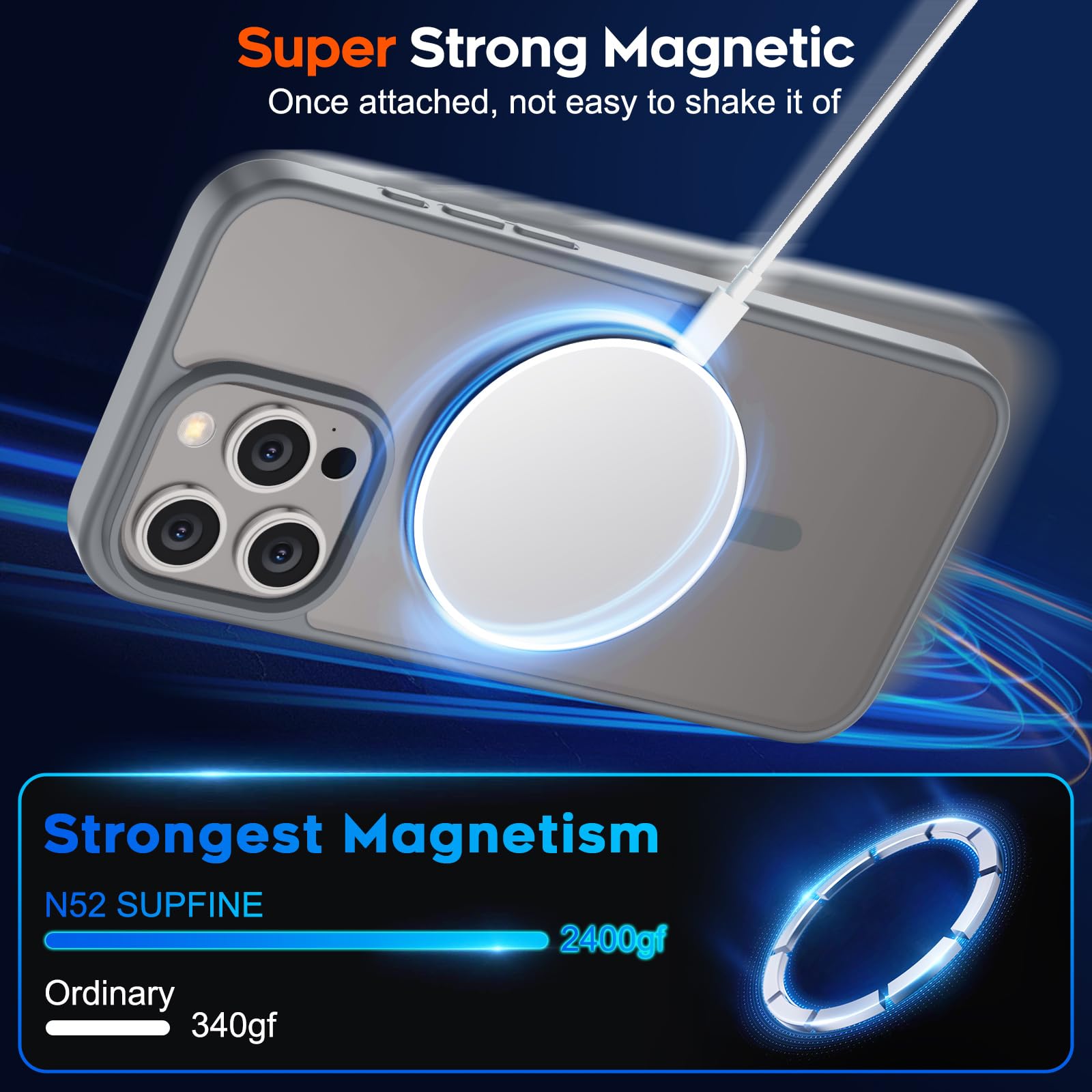 Foto 4 pulgar | Funda Magnética Supfine Para Iphone 15 Pro Gris - Venta Internacional.