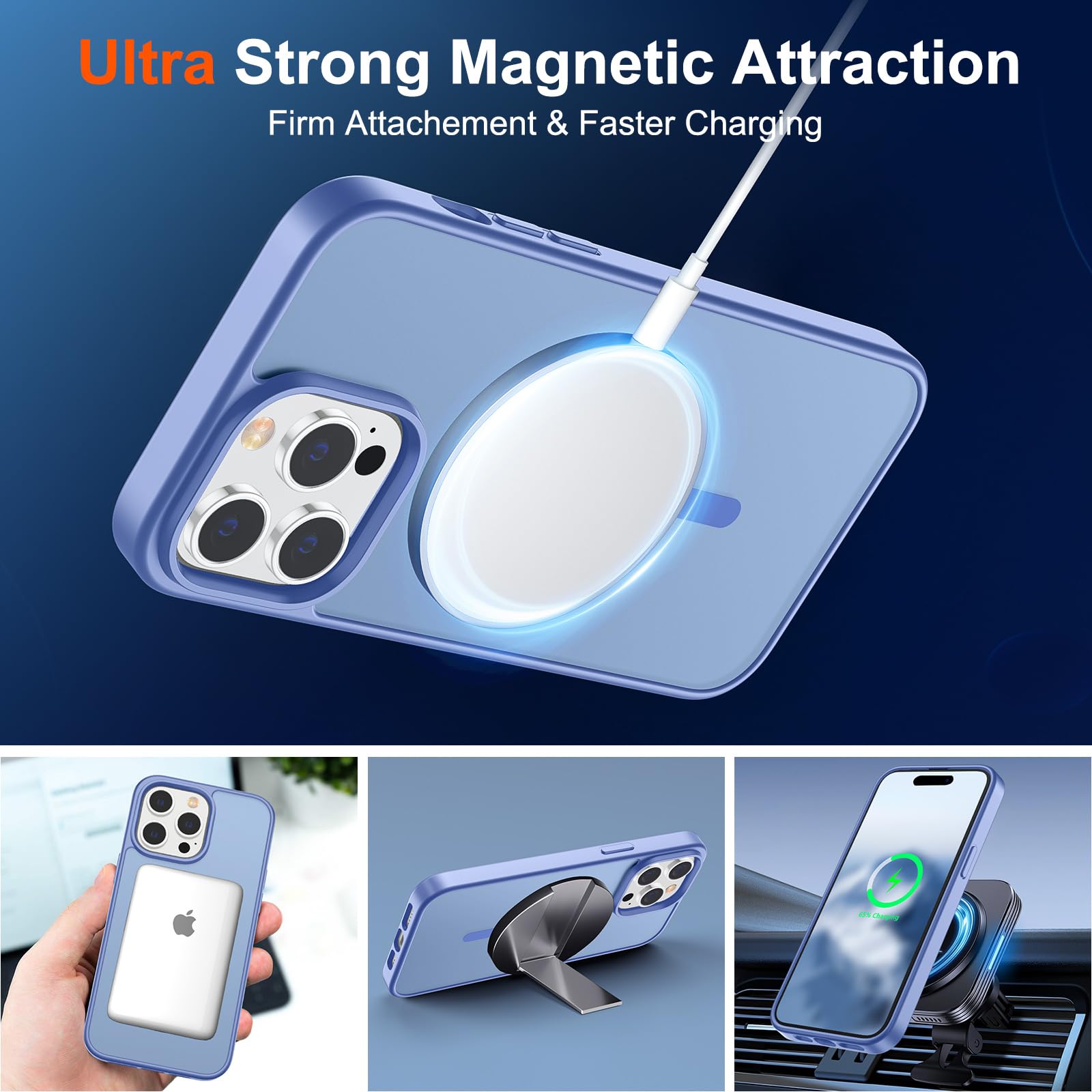 Foto 6 pulgar | Funda Magnética Supfine Para Iphone 14 Pro Max, Azul Y Morado - Venta Internacional.