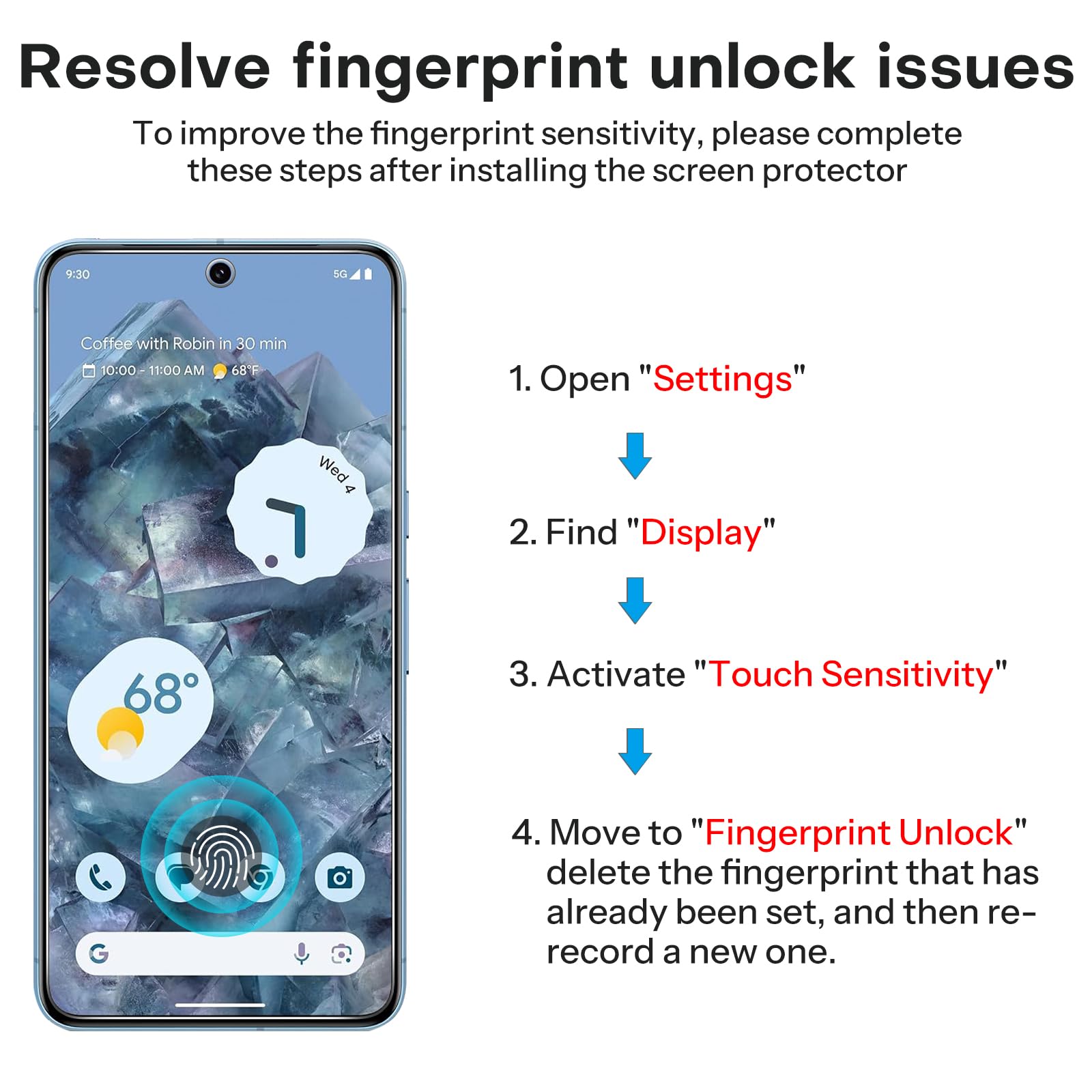 Foto 8 pulgar | Protector De Pantalla Omoton Para Google Pixel 8 Pro 6.7'' 2023 - Venta Internacional.