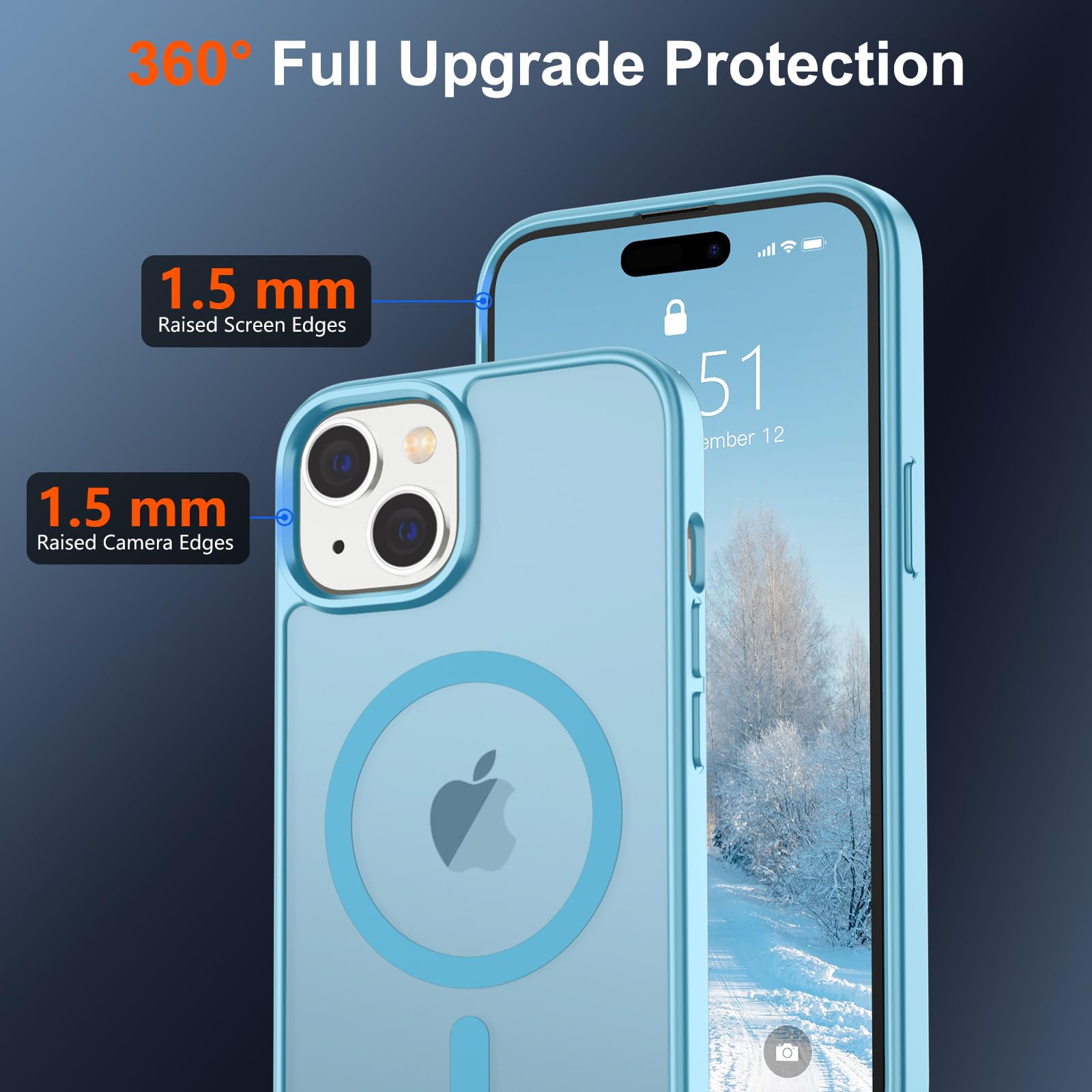 Foto 4 | Funda Magnética Supfine Para Iphone 15, Color Azul Claro - Venta Internacional.