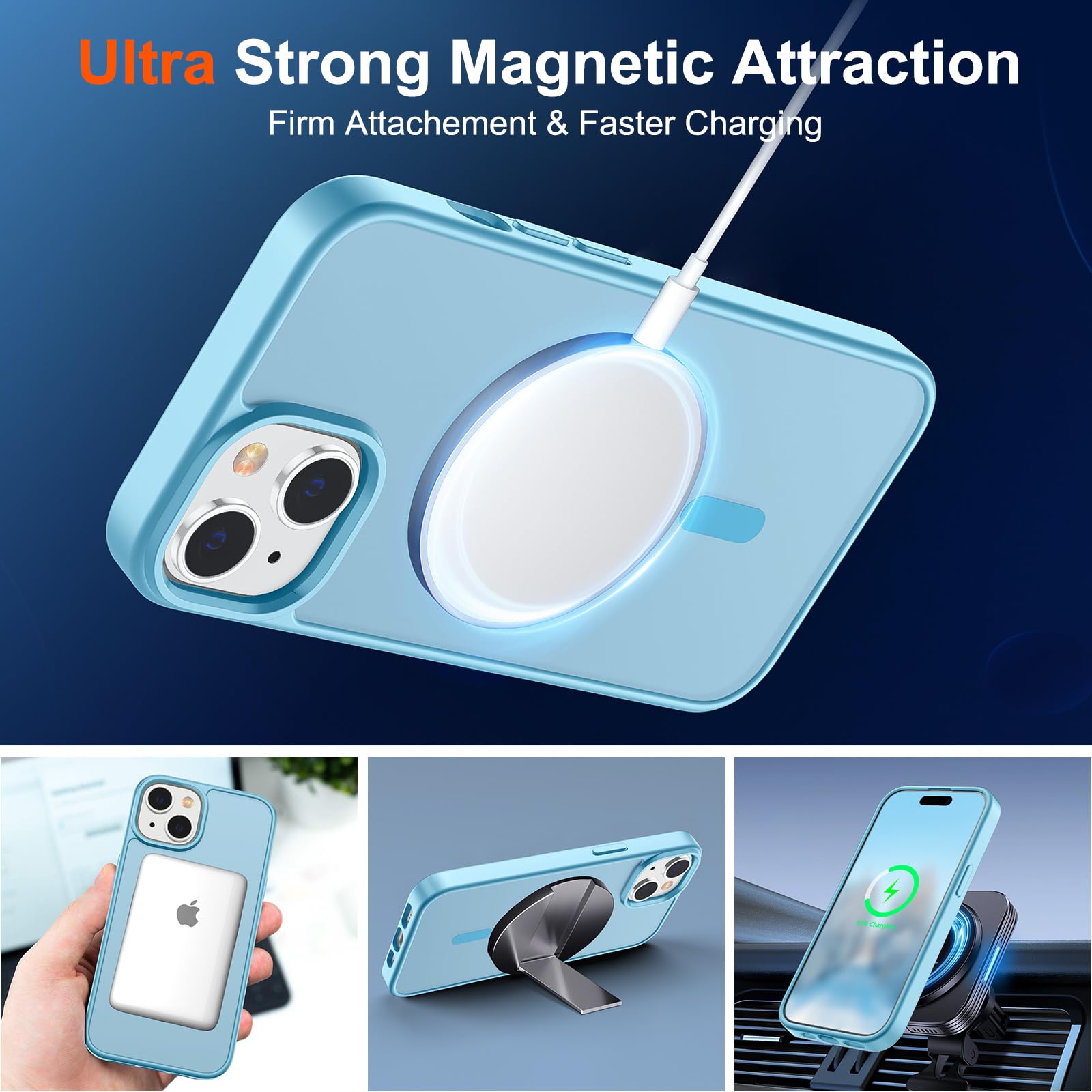Foto 5 | Funda Magnética Supfine Para Iphone 15, Color Azul Claro - Venta Internacional.