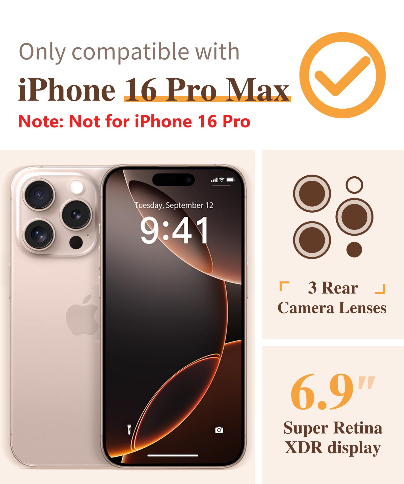 Foto 3 pulgar | Funda De Teléfono Gviewin Para Iphone 16 Pro Max Con Protector De Pantalla - Venta Internacional.