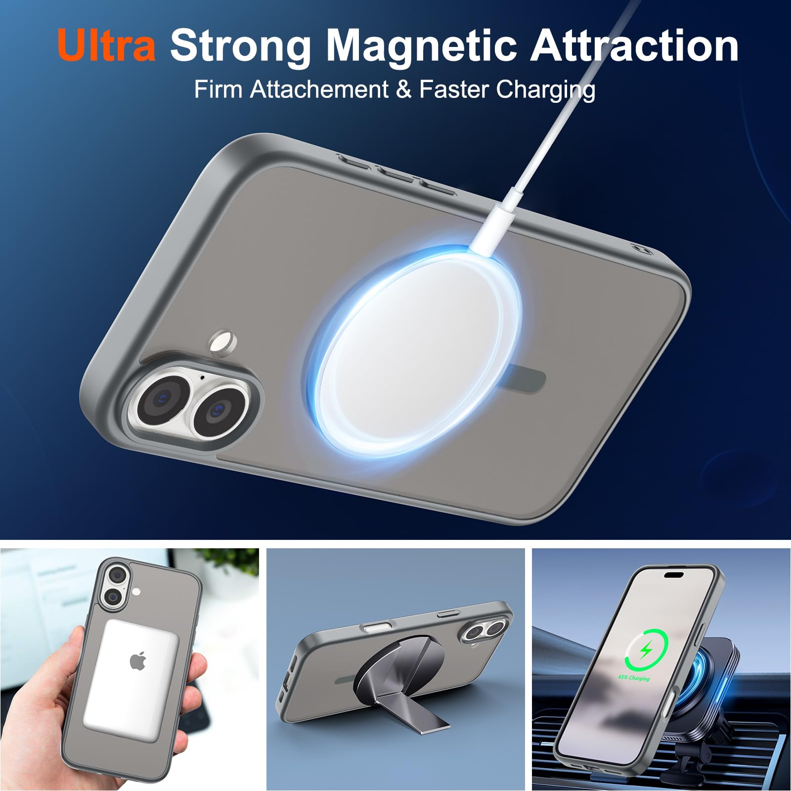 Foto 5 | Funda Magnética Supfine Para Iphone 16 Con Magsafe Gray - Venta Internacional.