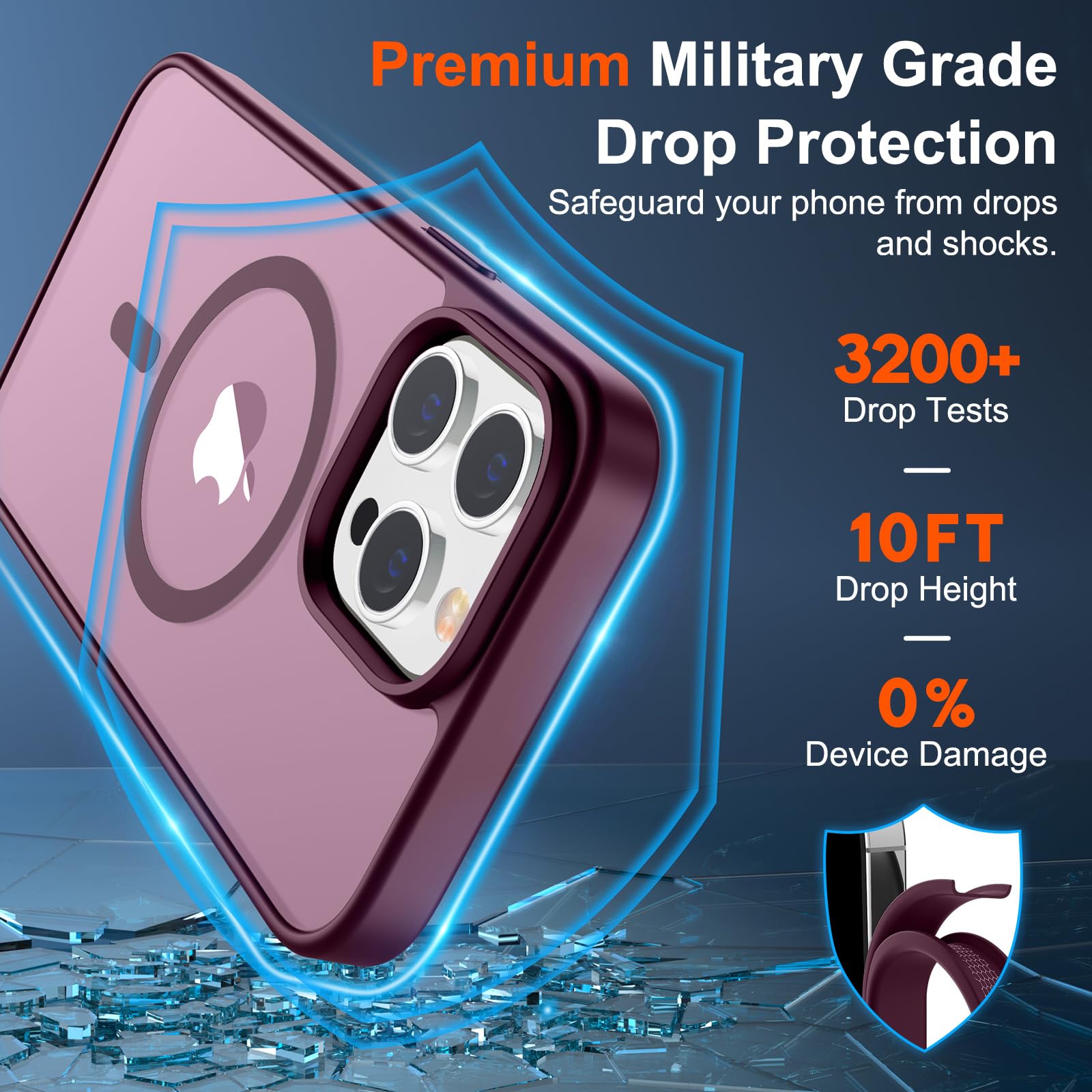 Foto 4 pulgar | Funda Magnética Supfine Para Iphone 14 Pro Max, Color Rojo Vino - Venta Internacional.