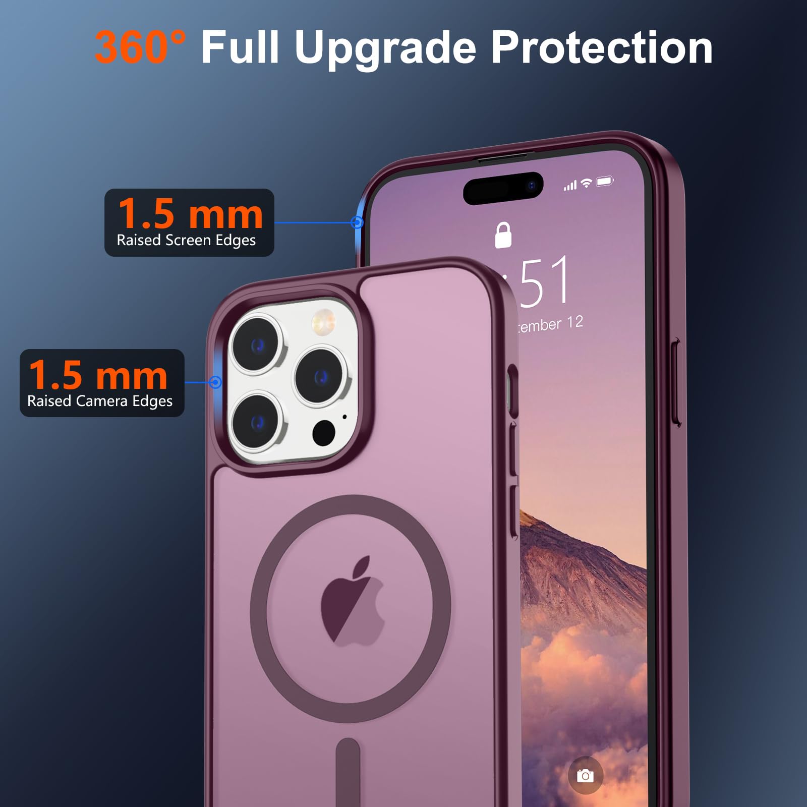 Foto 5 pulgar | Funda Magnética Supfine Para Iphone 14 Pro Max, Color Rojo Vino - Venta Internacional.