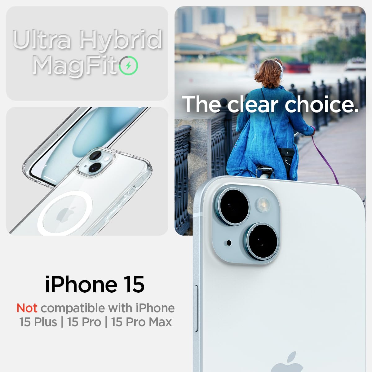 Foto 3 pulgar | Funda Spigen Ultra Hybrid Magfit Para Iphone 15/14/13, Color Blanco - Venta Internacional.