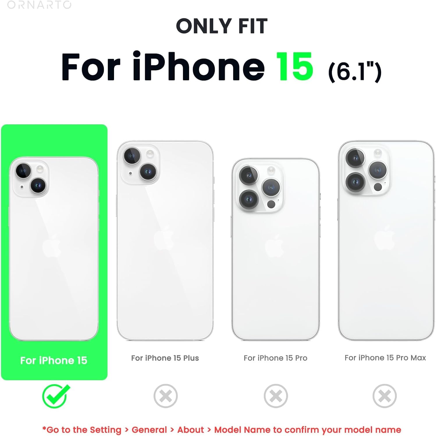 Foto 3 pulgar | Funda De Teléfono Ornarto Compatible Con Iphone 15 6.1 Baby Blue - Venta Internacional.