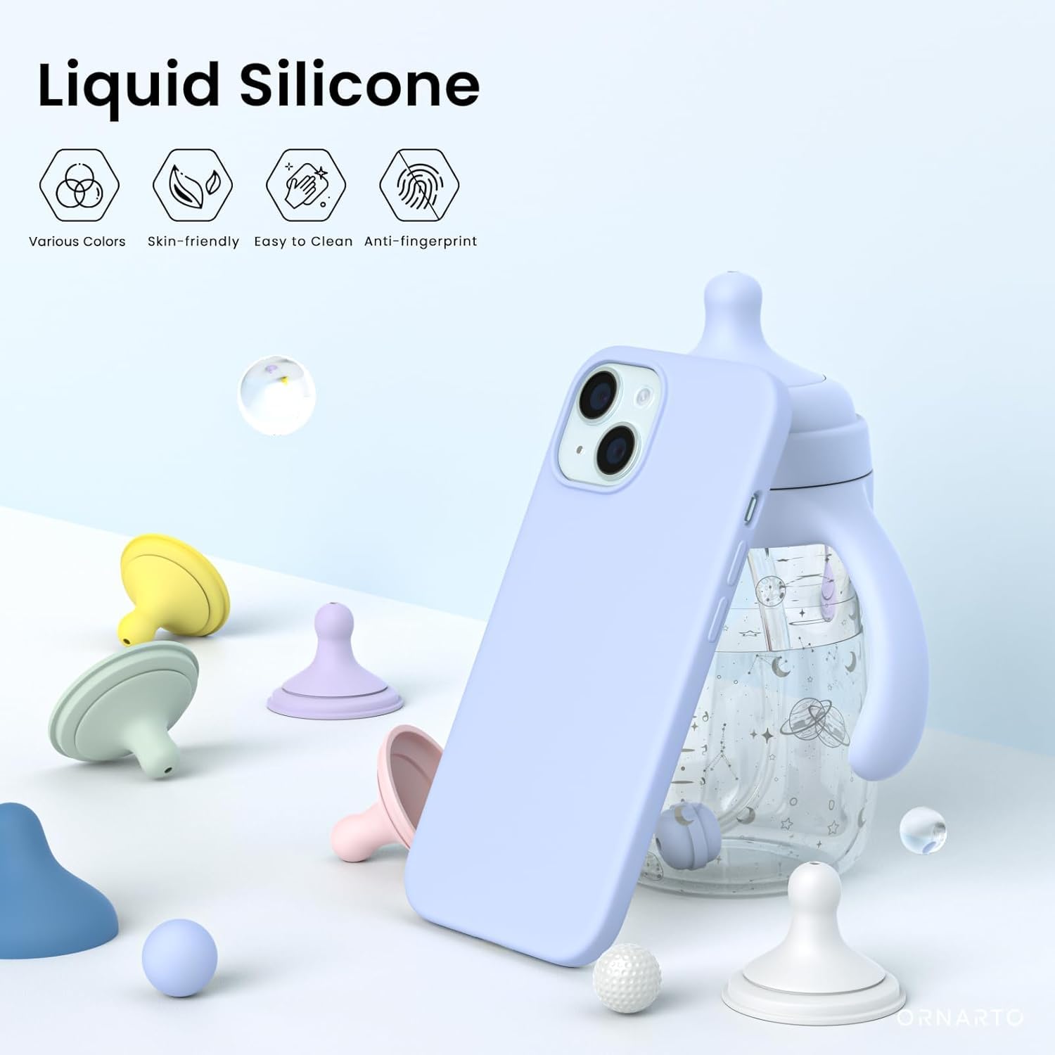 Foto 4 pulgar | Funda De Teléfono Ornarto Compatible Con Iphone 15 6.1 Baby Blue - Venta Internacional.