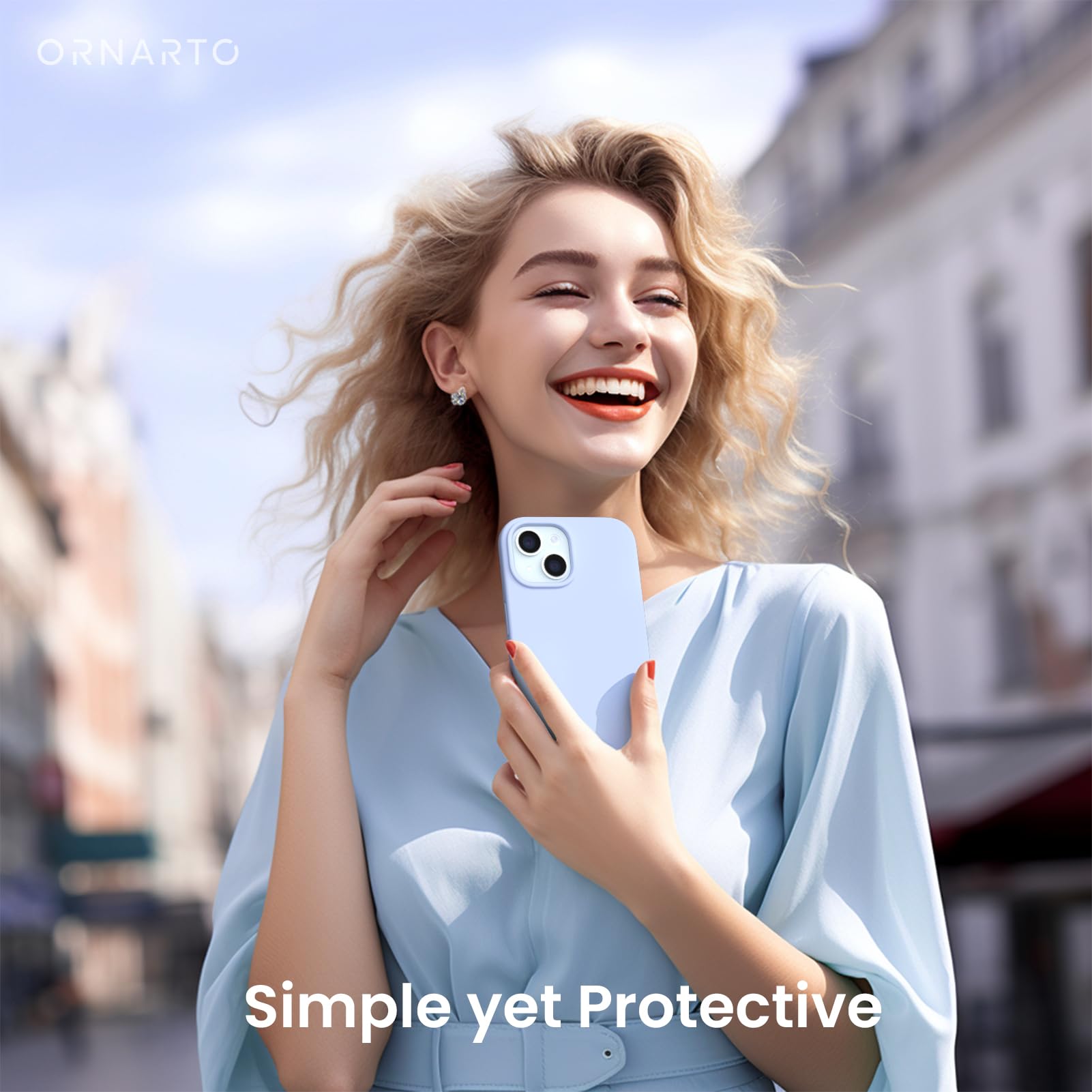 Foto 6 | Funda De Teléfono Ornarto Compatible Con Iphone 15 6.1 Baby Blue - Venta Internacional.
