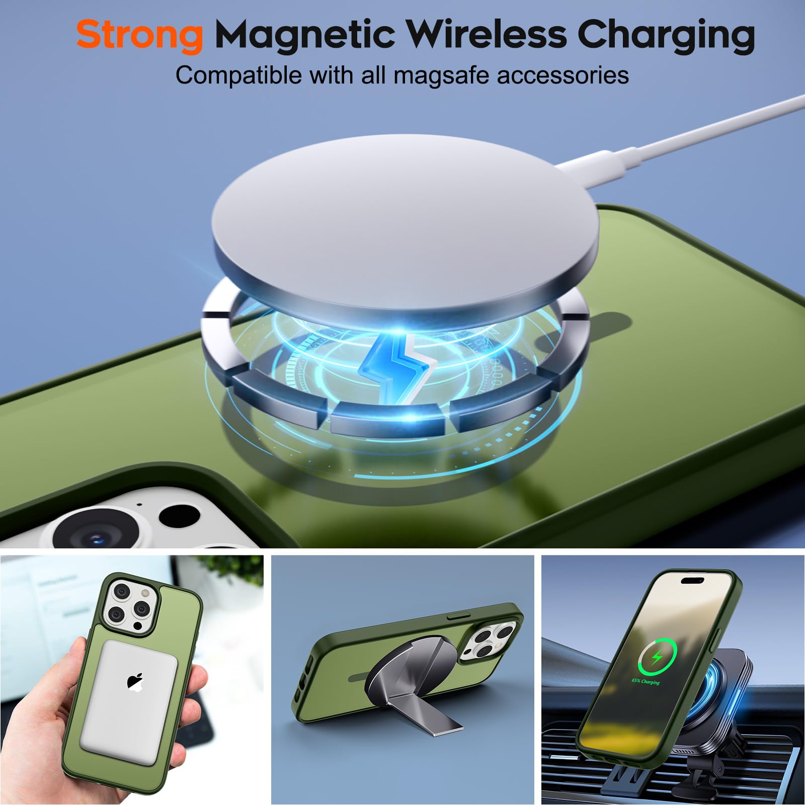 Foto 3 | Funda Magnética Supfine Para Iphone 15 Pro Max, Color Verde - Venta Internacional.