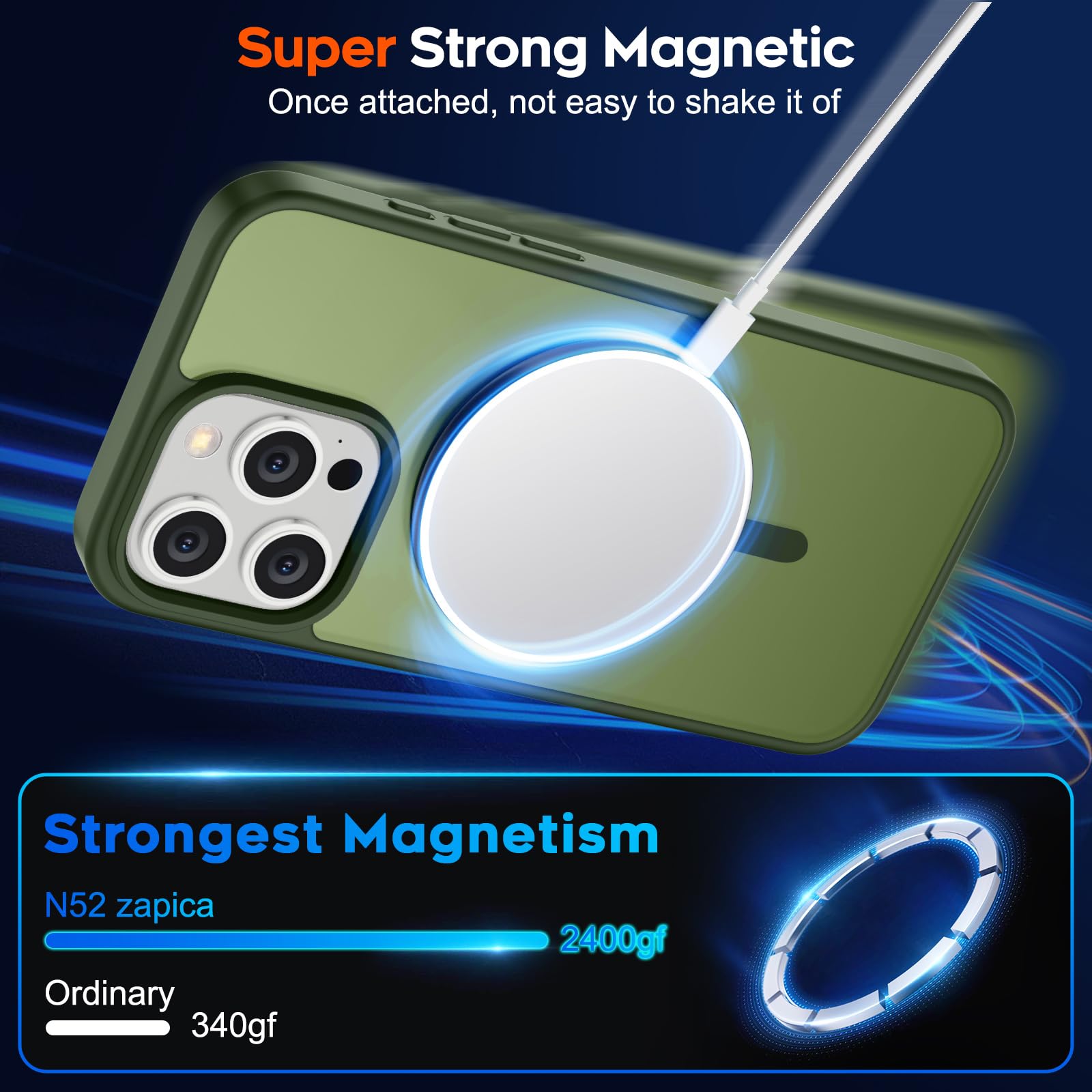 Foto 7 pulgar | Funda Magnética Supfine Para Iphone 15 Pro Max, Color Verde - Venta Internacional.