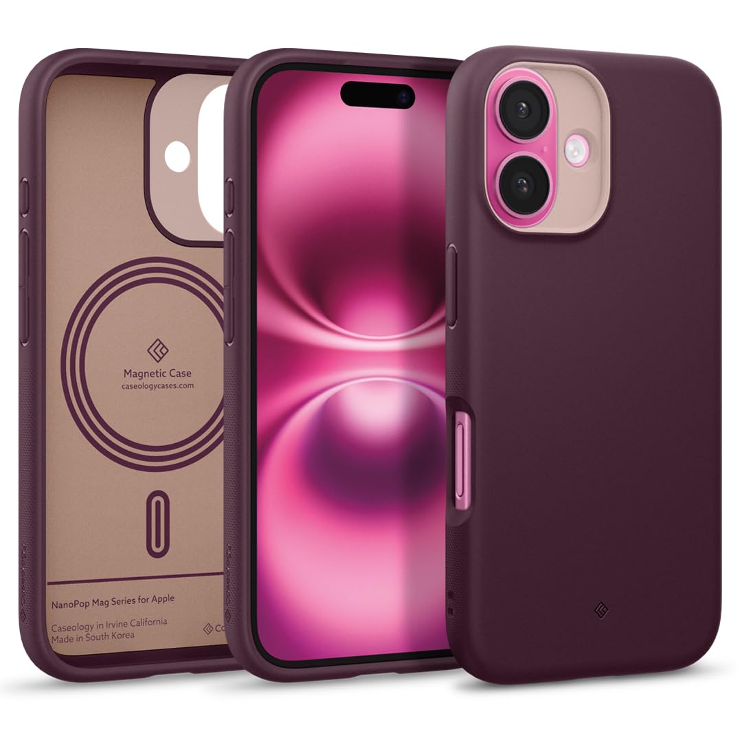 Funda Caseology Nano Pop Mag Para Iphone 16, Color Burdeos - Venta Internacional.