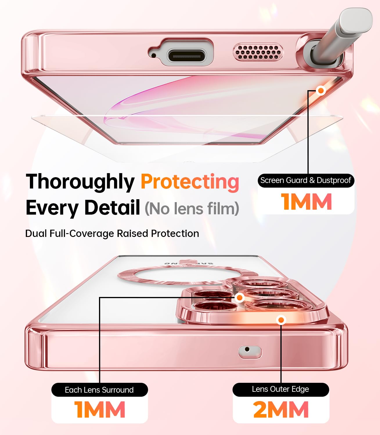 Foto 3 | Funda Meifigno Para Samsung Galaxy S25 Ultra De 6.9'', Color Oro Rosa - Venta Internacional.