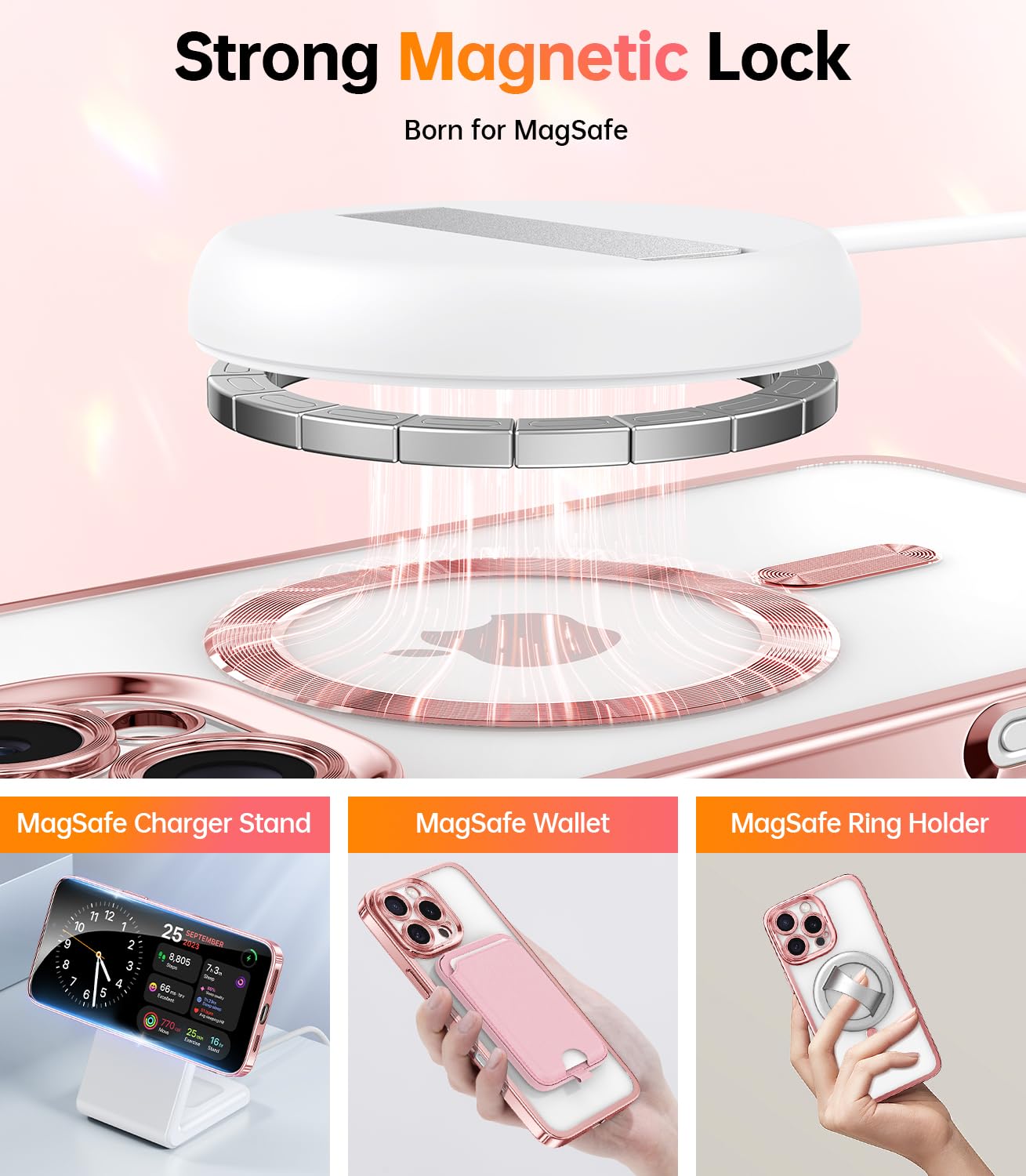 Foto 7 pulgar | Funda De Teléfono Meifigno Diseñada Para Iphone 16 Pro Max Rose Gold - Venta Internacional.