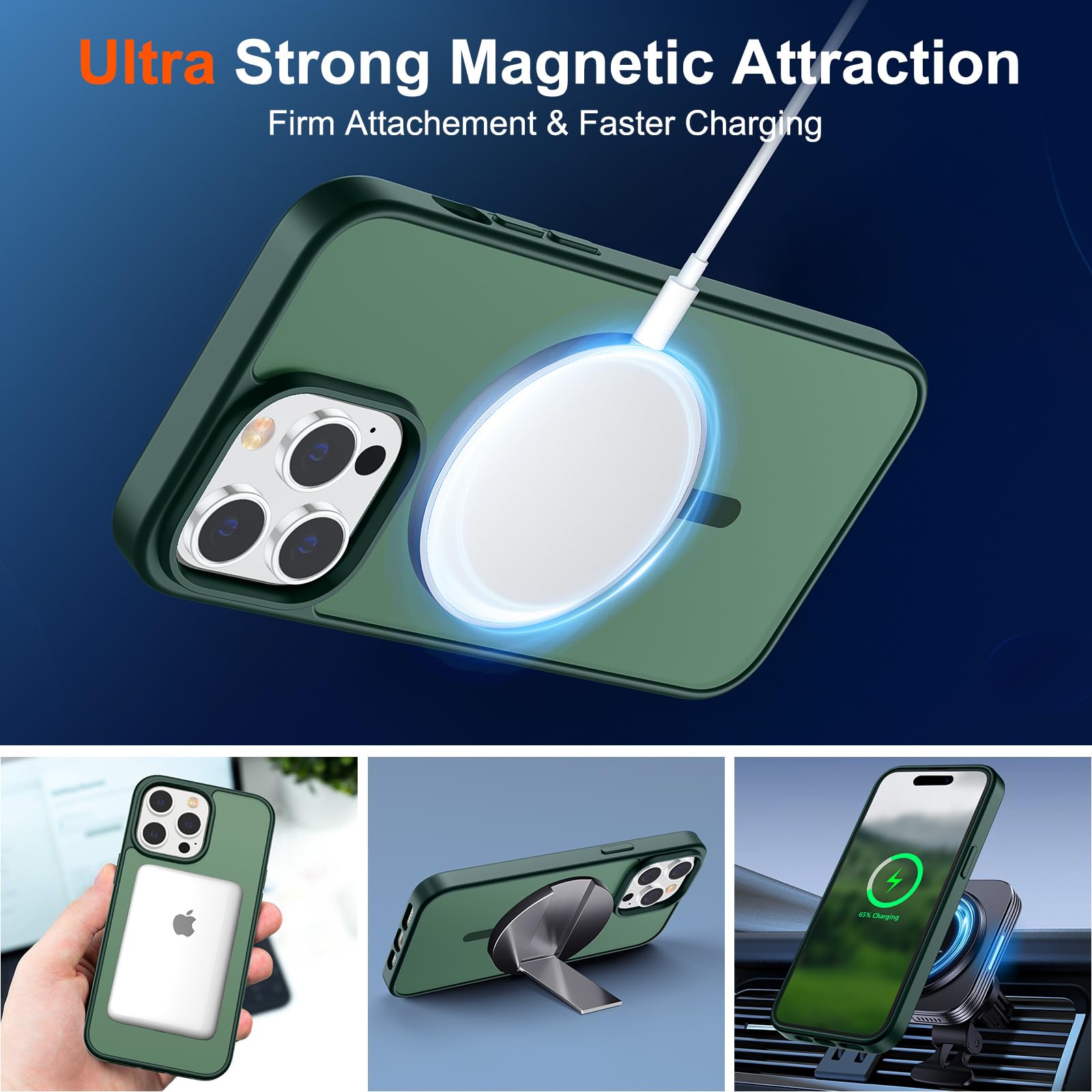 Foto 6 pulgar | Funda Magnética Supfine Para Iphone 14 Pro Max Forest Green - Venta Internacional.