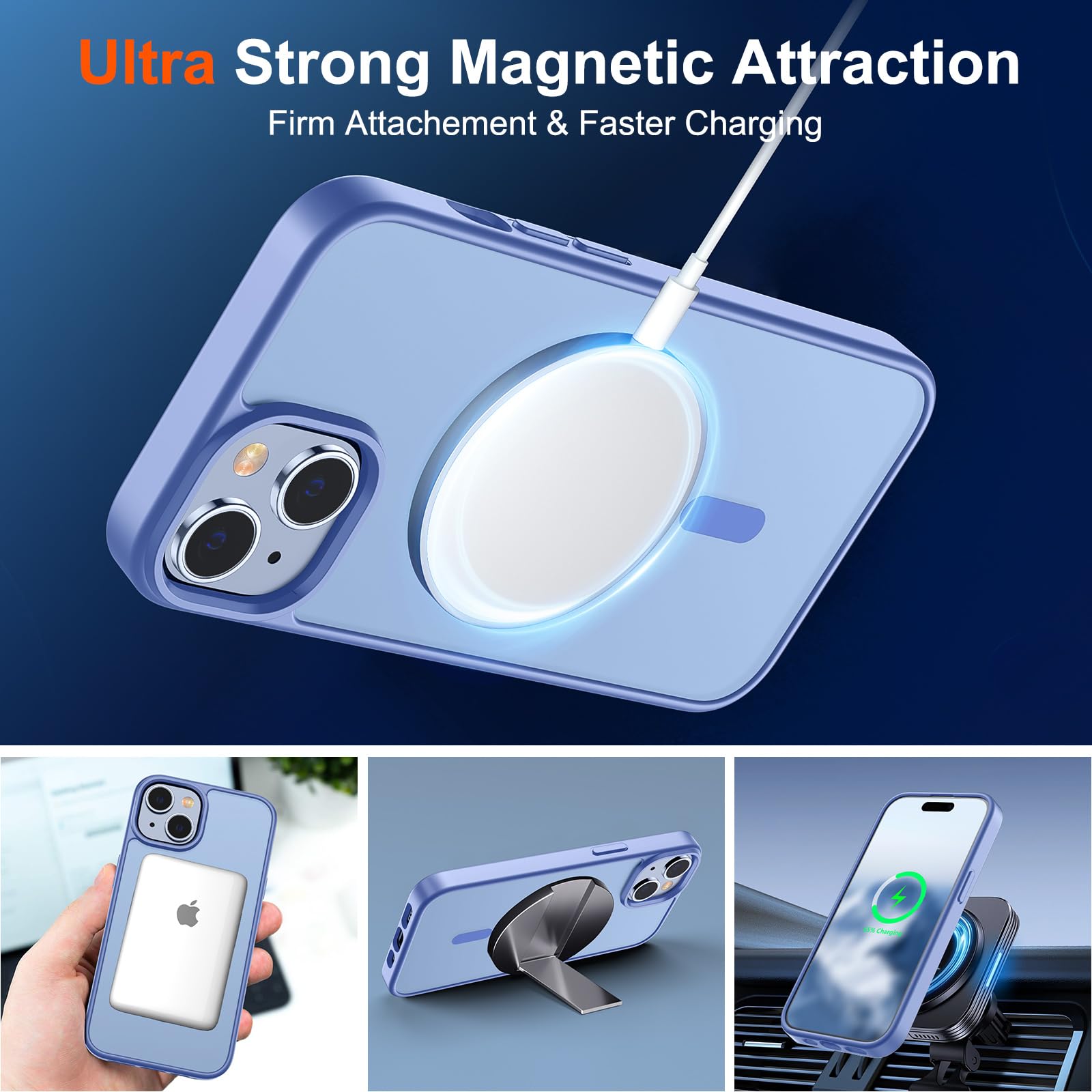 Foto 6 pulgar | Funda Magnética Supfine Para Iphone 15 Con Magsafe, Azul Y Morado - Venta Internacional.