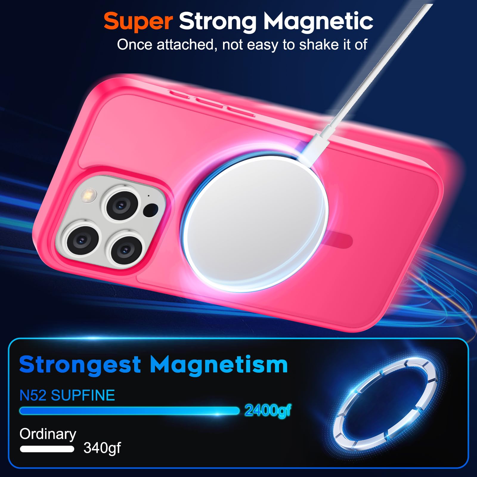 Foto 6 | Funda Magnética Supfine Para Iphone 15 Pro Max, Color Rosa Intenso - Venta Internacional.