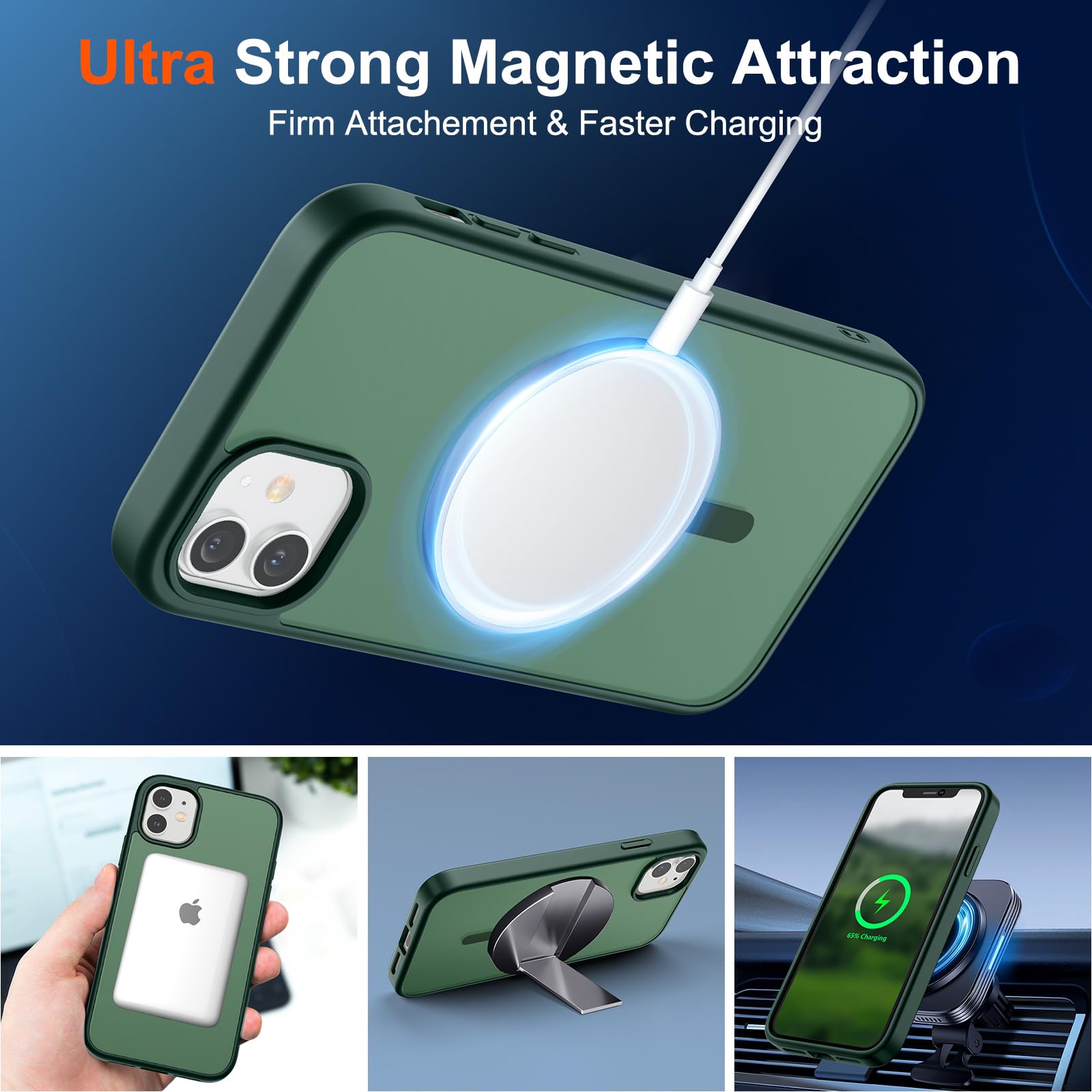 Foto 6 pulgar | Funda Magnética Supfine Para Iphone 11, Color Verde Bosque - Venta Internacional.