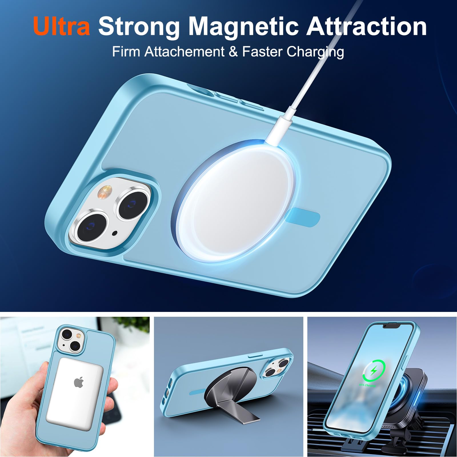 Foto 5 | Funda Magnética Supfine Para Iphone 14/13 Con Magsafe Azul Claro - Venta Internacional.