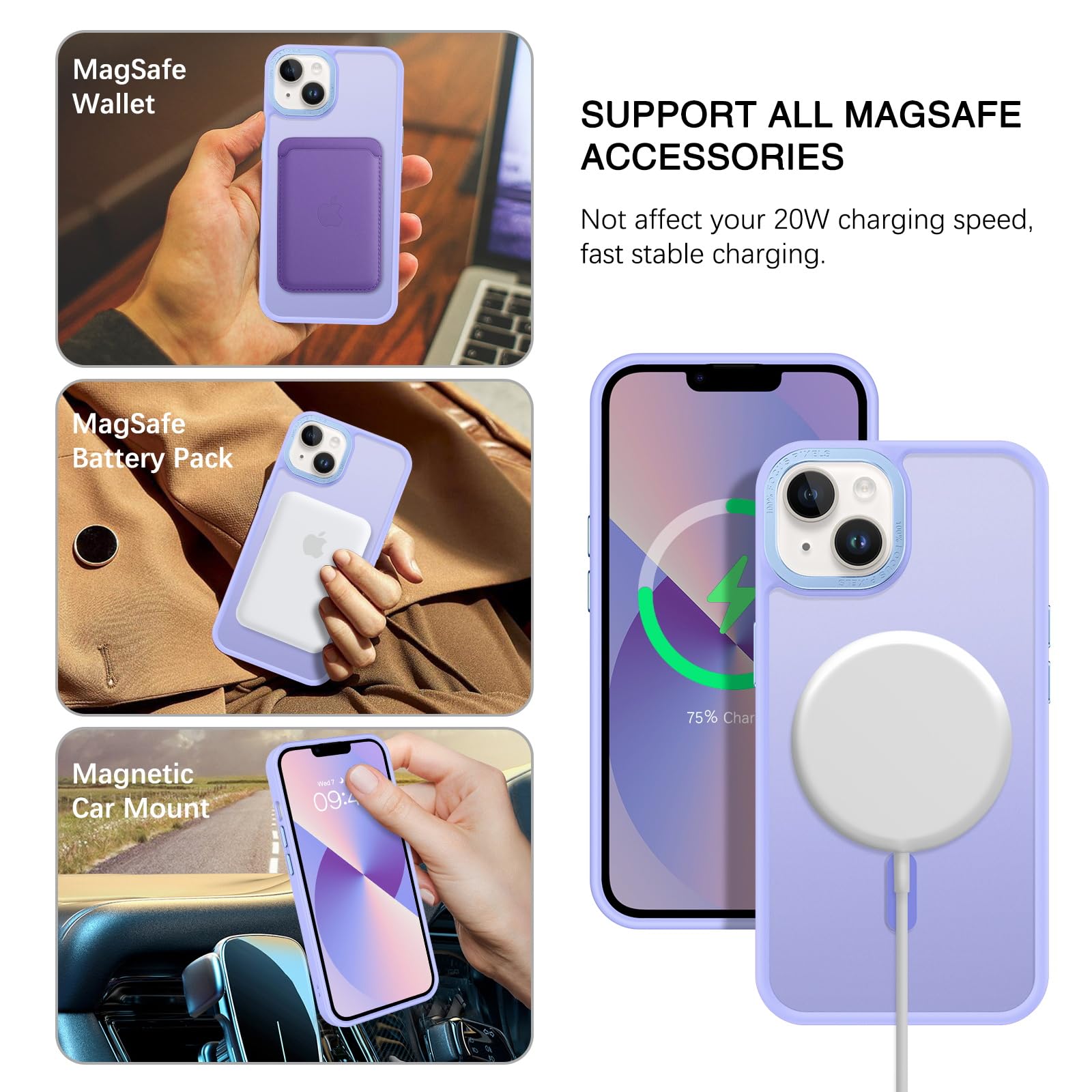 Foto 3 pulgar | Funda Magnética Bentoben Para Iphone 13/14 6.1 Lavanda - Venta Internacional.