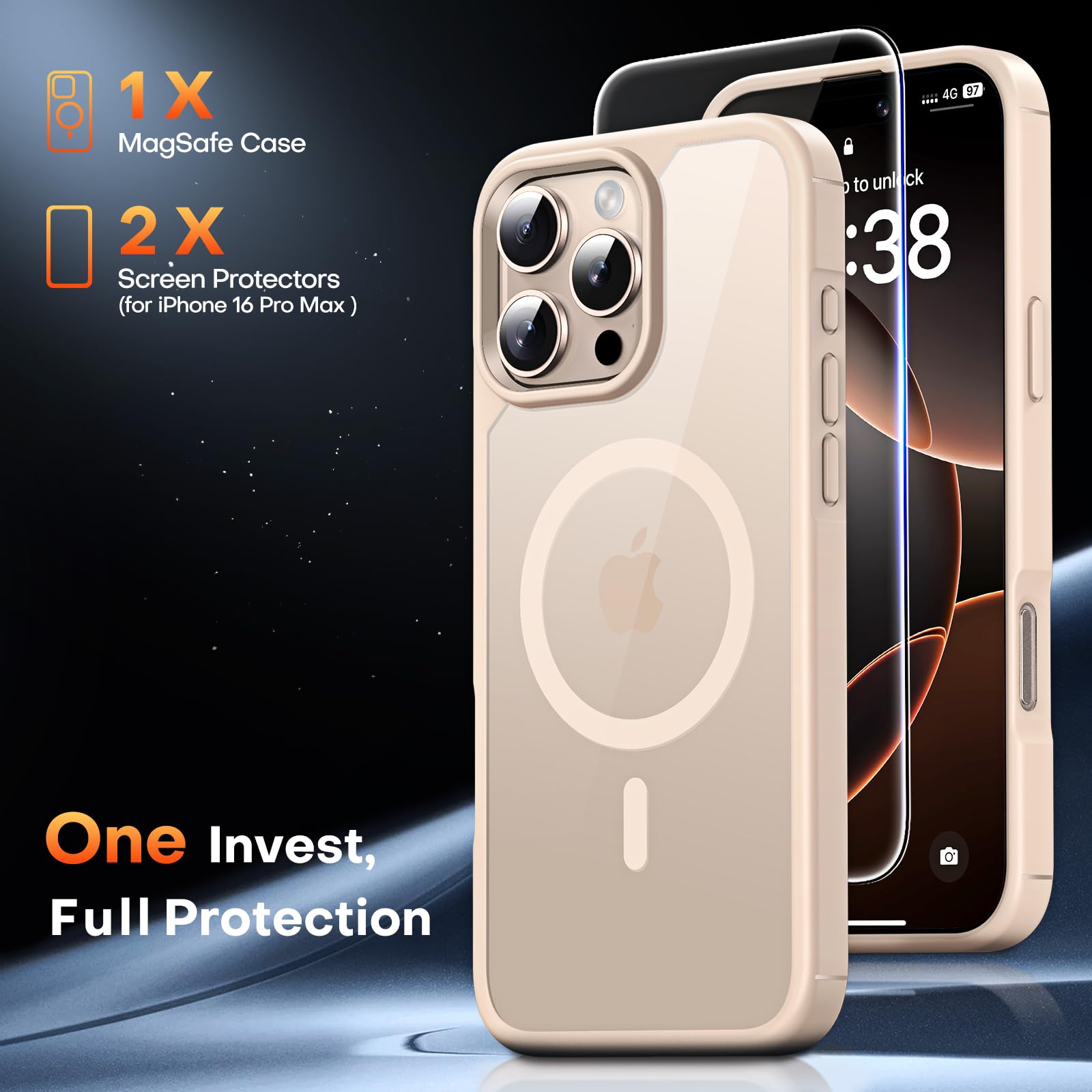 Foto 3 | Funda Tauri 3 En 1 Para Iphone 16 Pro Max Con 2 Protectores De Pantalla - Venta Internacional.