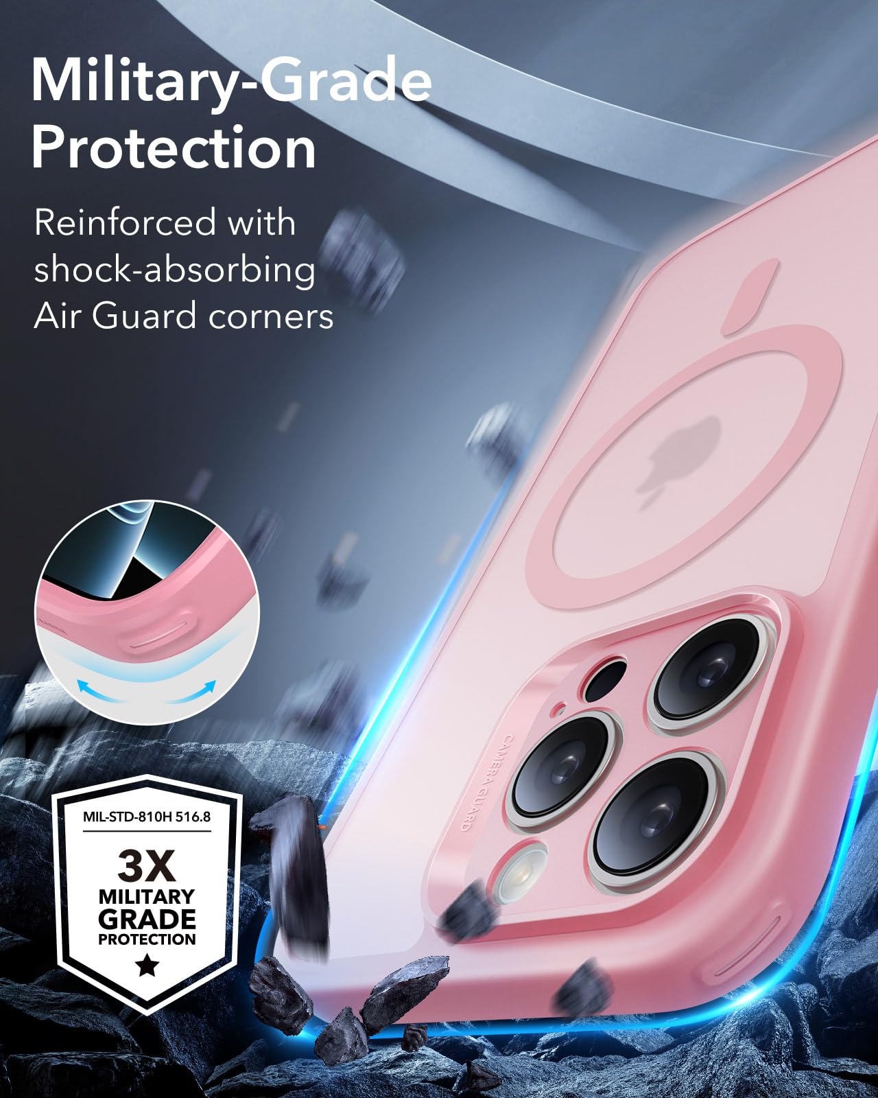 Foto 5 pulgar | Funda De Teléfono Esr Para Iphone 16 Pro, Translúcido, Mate, Rosa Esmerilado - Venta Internacional.