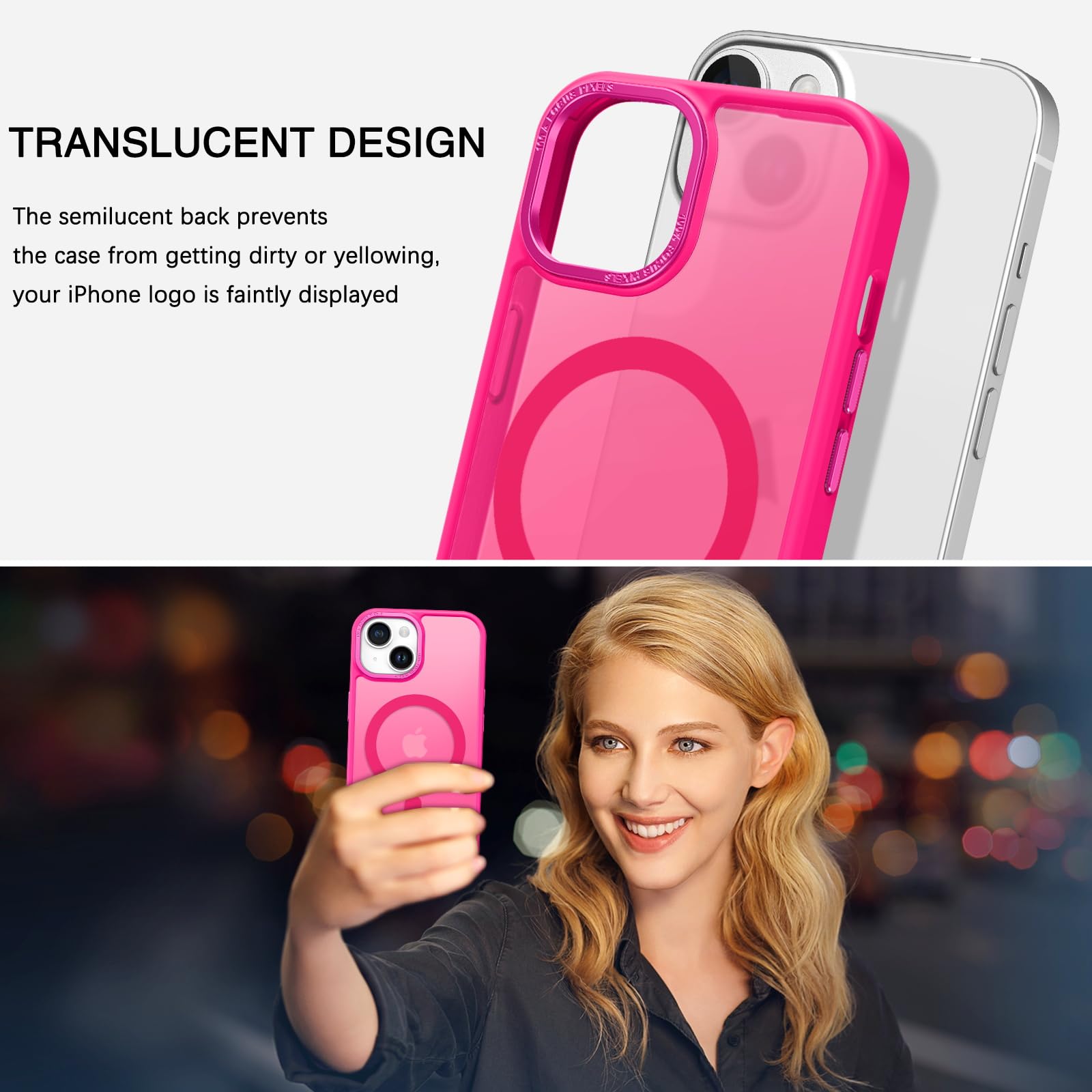 Foto 4 | Funda De Teléfono Bentoben Compatible Con Iphone 15 Plus, Color Rosa Intenso - Venta Internacional.