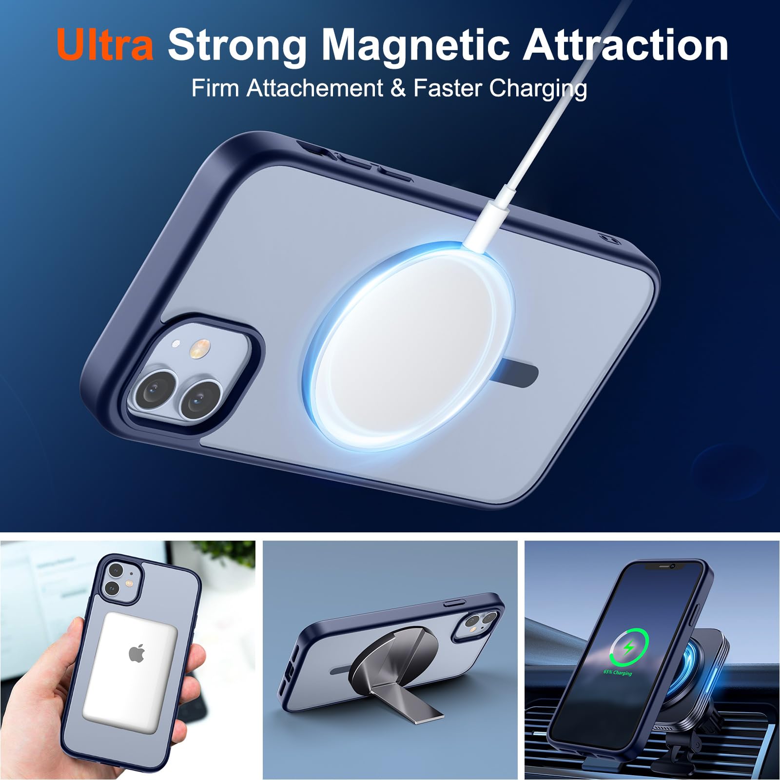 Foto 5 | Funda Magnética Supfine Para Iphone 12/12 Pro, Color Azul Marino - Venta Internacional.