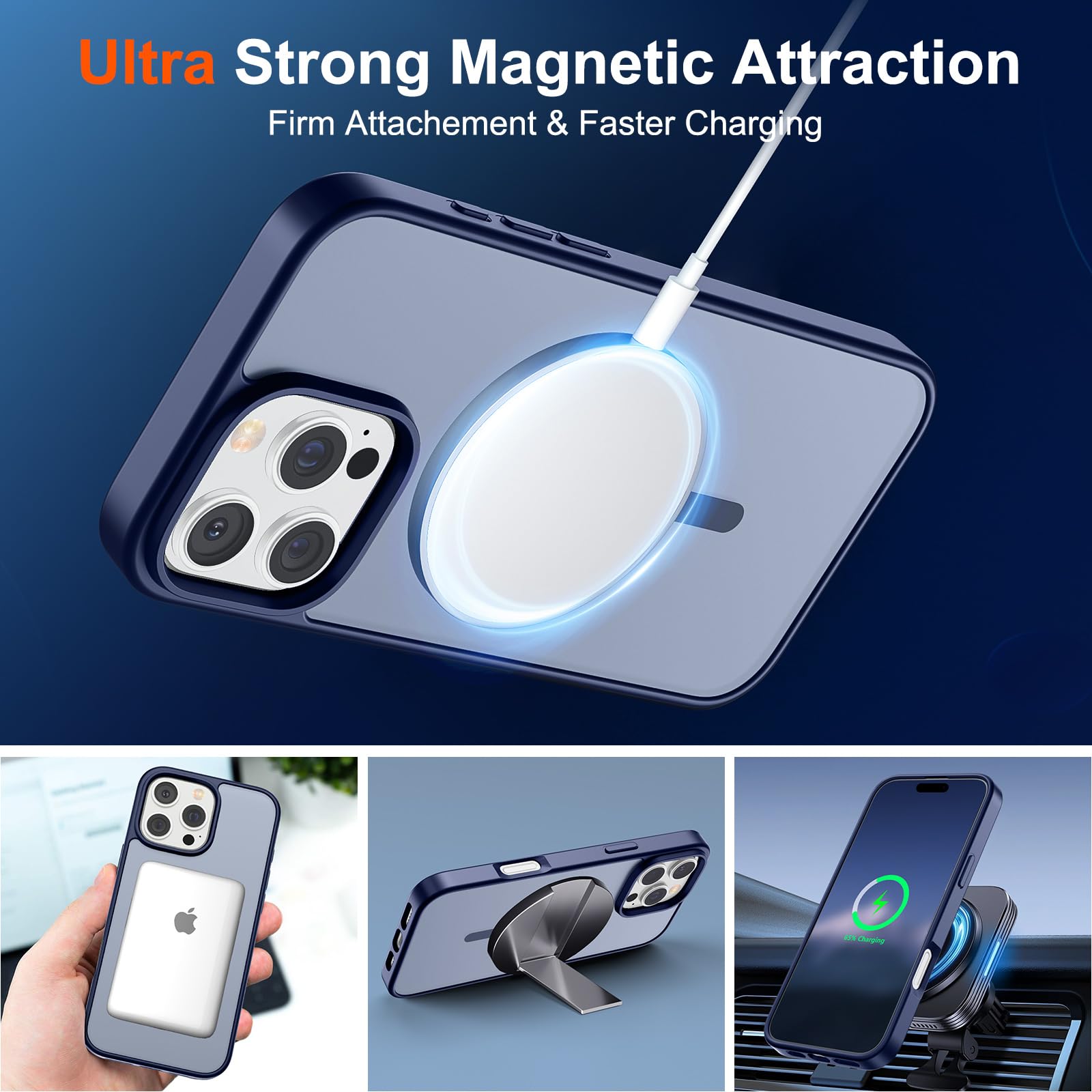 Foto 6 pulgar | Funda Magnética Supfine Para Iphone 16 Pro Max, Color Azul Marino - Venta Internacional.