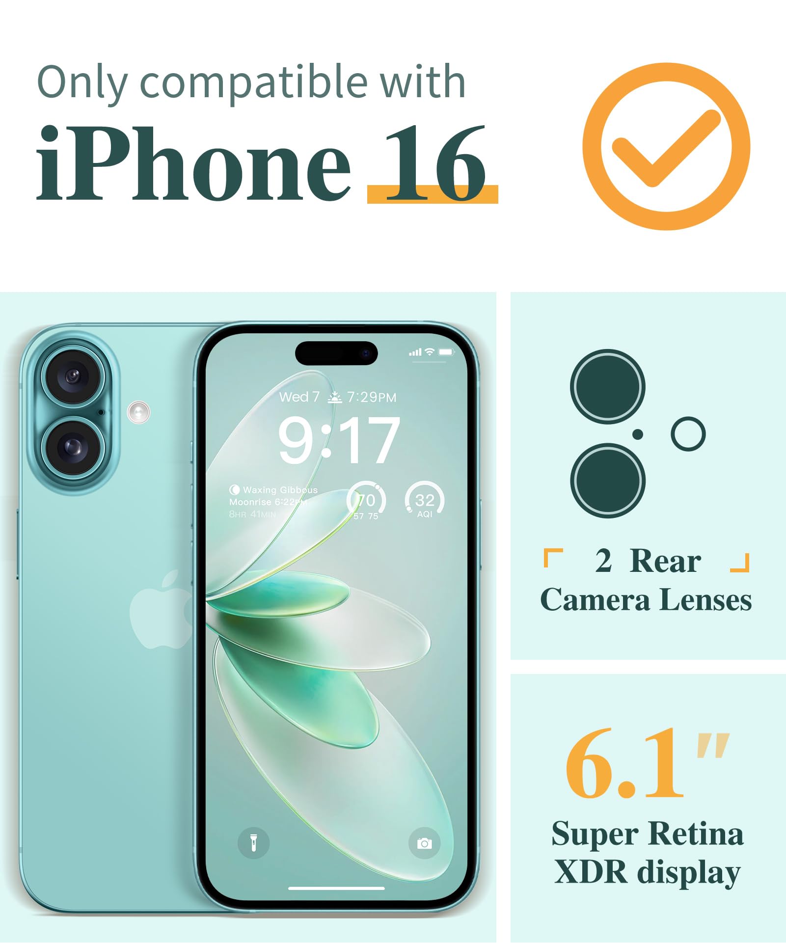 Foto 2 | Funda De Teléfono Gviewin Para Iphone 16 6.1 2024 Con Protector De Pantalla - Venta Internacional.