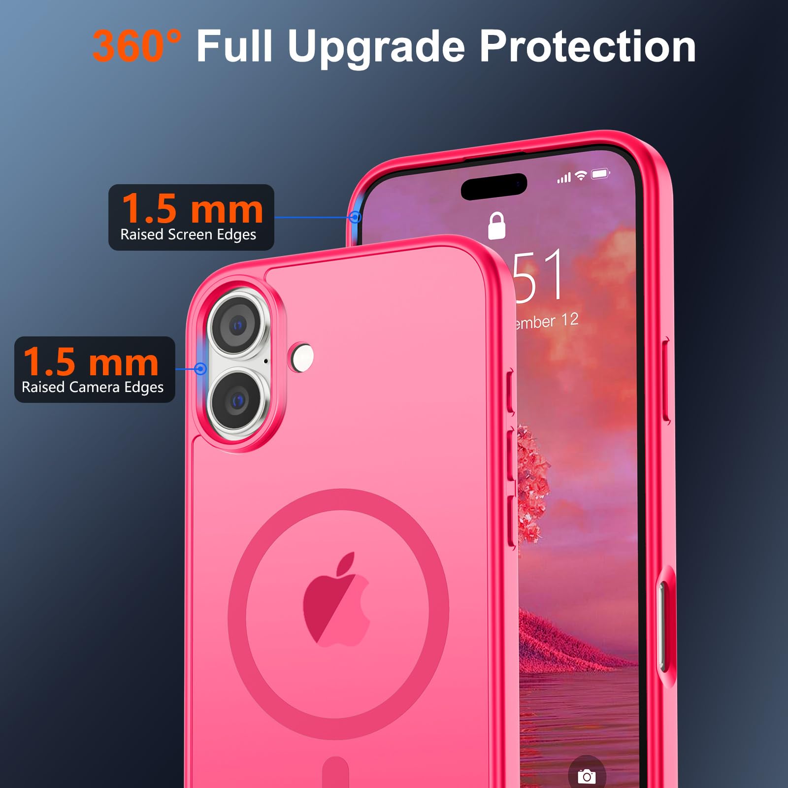 Foto 4 | Funda Magnética Supfine Para Iphone 16 Plus, Color Rosa Intenso - Venta Internacional.