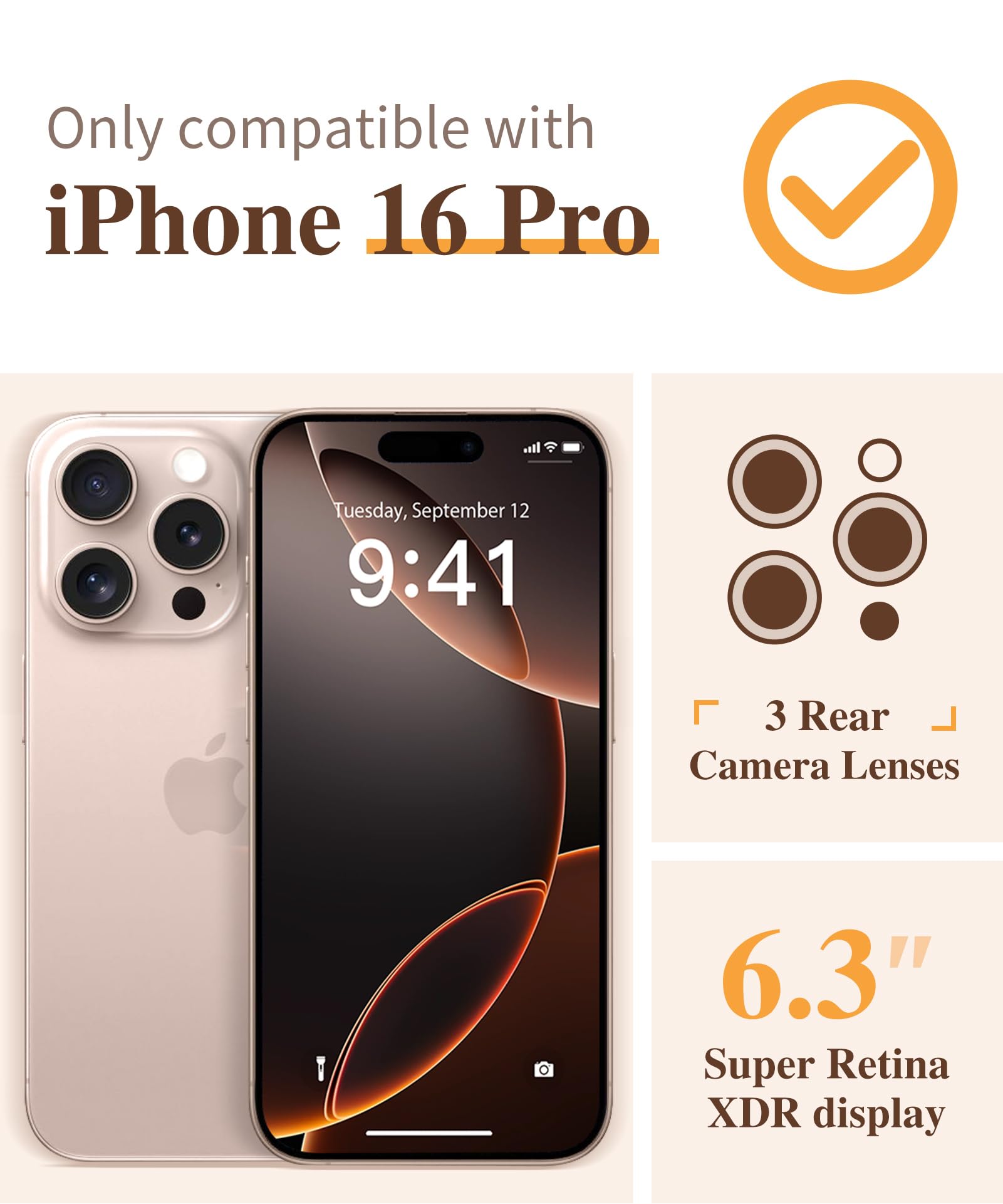 Foto 3 pulgar | Funda De Teléfono Gviewin Para Iphone 16 Pro Con Protector De Pantalla De 6.3 Pulgadas - Venta Internacional.