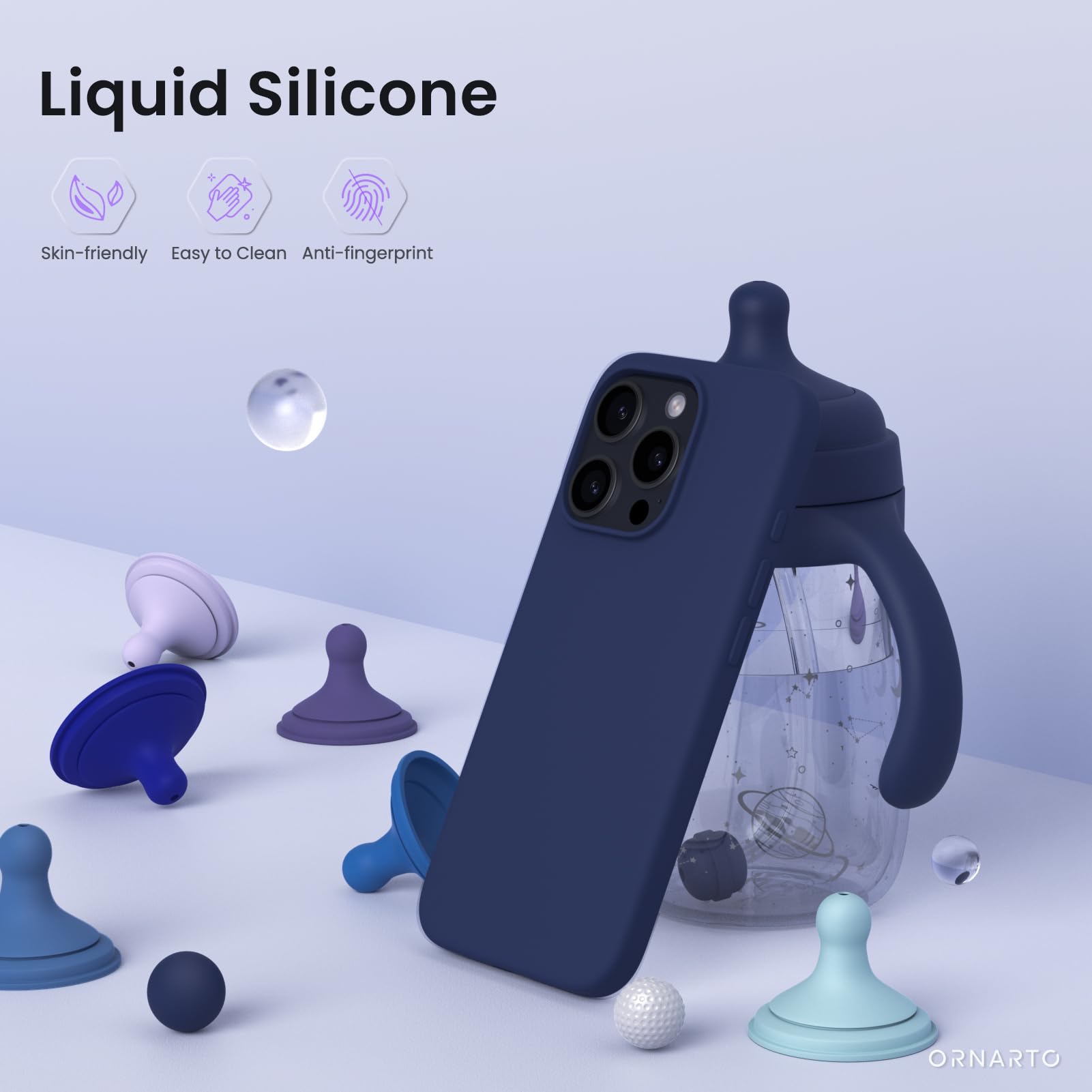 Foto 4 pulgar | Funda De Teléfono Ornarto Compatible Con Iphone 16 Pro 6.3 - Azul Marino - Venta Internacional.