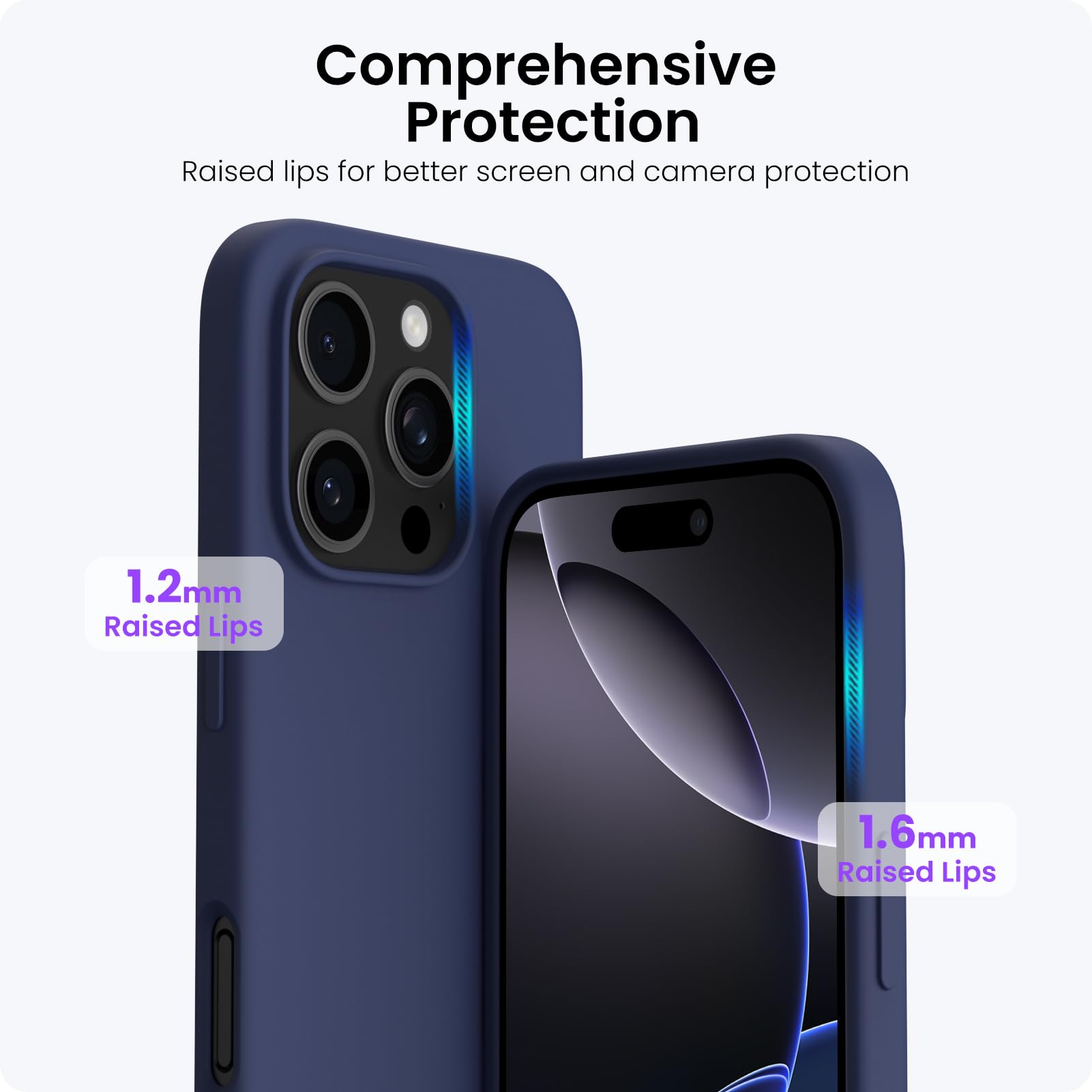 Foto 5 pulgar | Funda De Teléfono Ornarto Compatible Con Iphone 16 Pro 6.3 - Azul Marino - Venta Internacional.