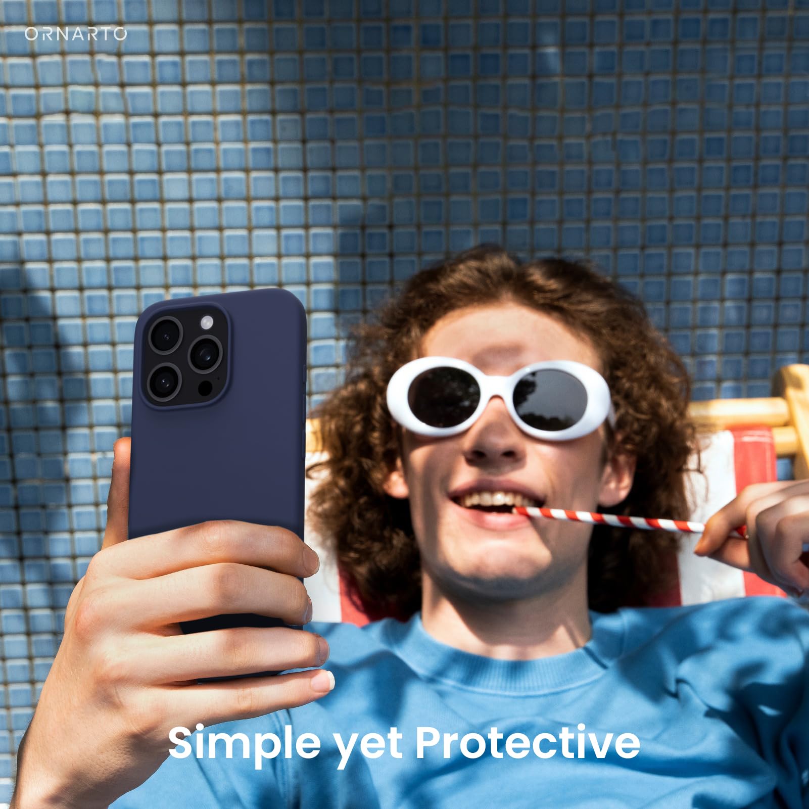 Foto 7 pulgar | Funda De Teléfono Ornarto Compatible Con Iphone 16 Pro 6.3 - Azul Marino - Venta Internacional.