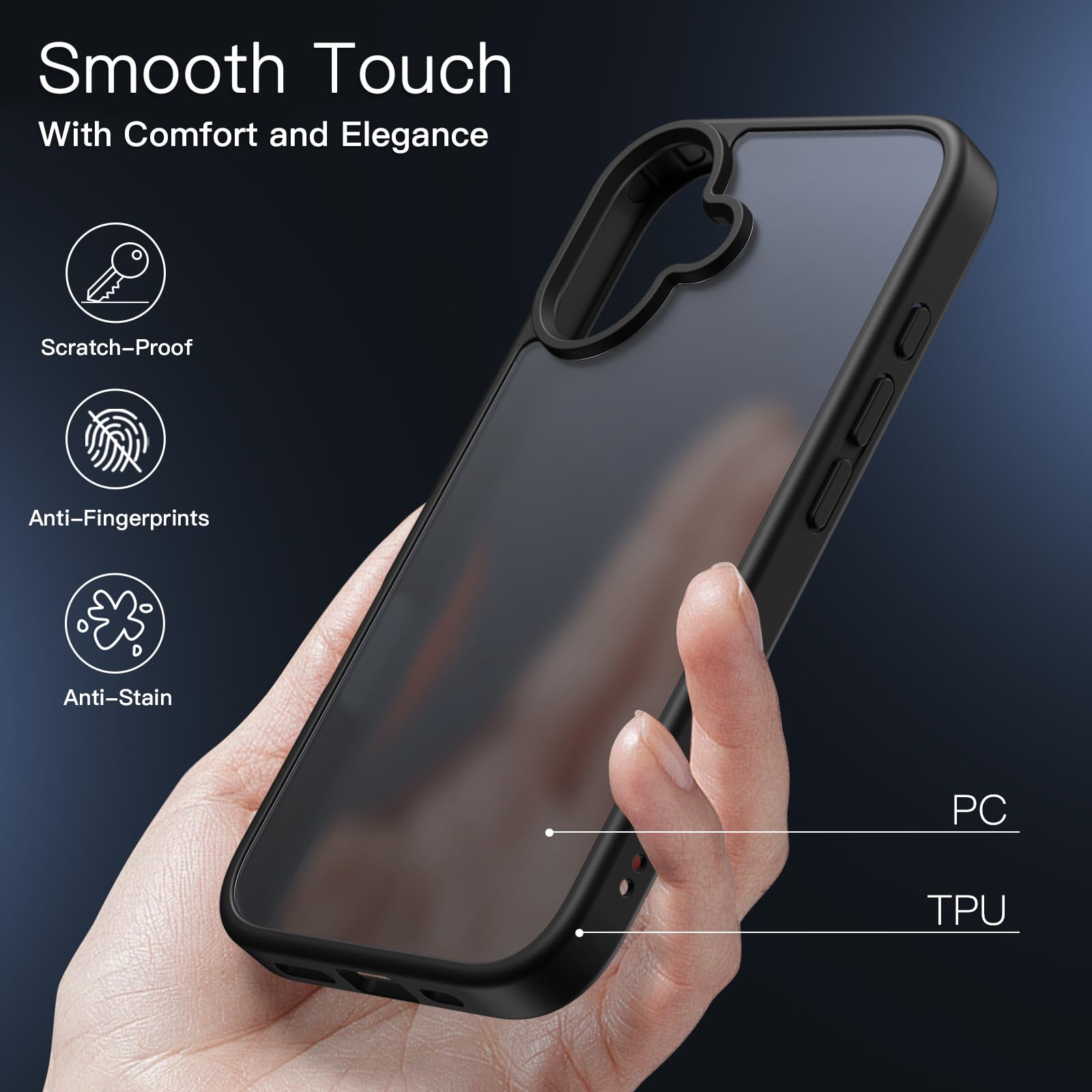 Foto 4 | Funda Jetech Matte Para Iphone 16 De 6.1 Pulgadas, Negra - Venta Internacional.