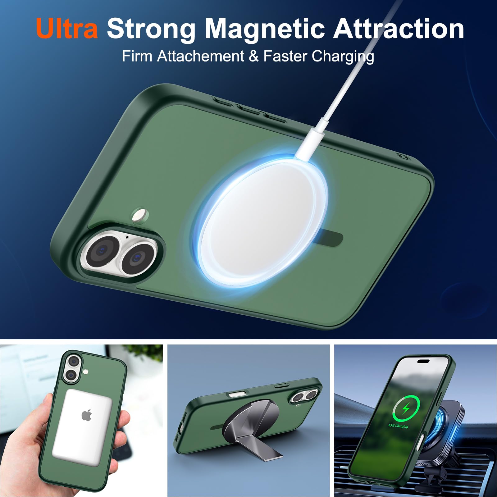 Foto 6 pulgar | Funda Magnética Supfine Para Iphone 16, Color Verde Bosque - Venta Internacional.
