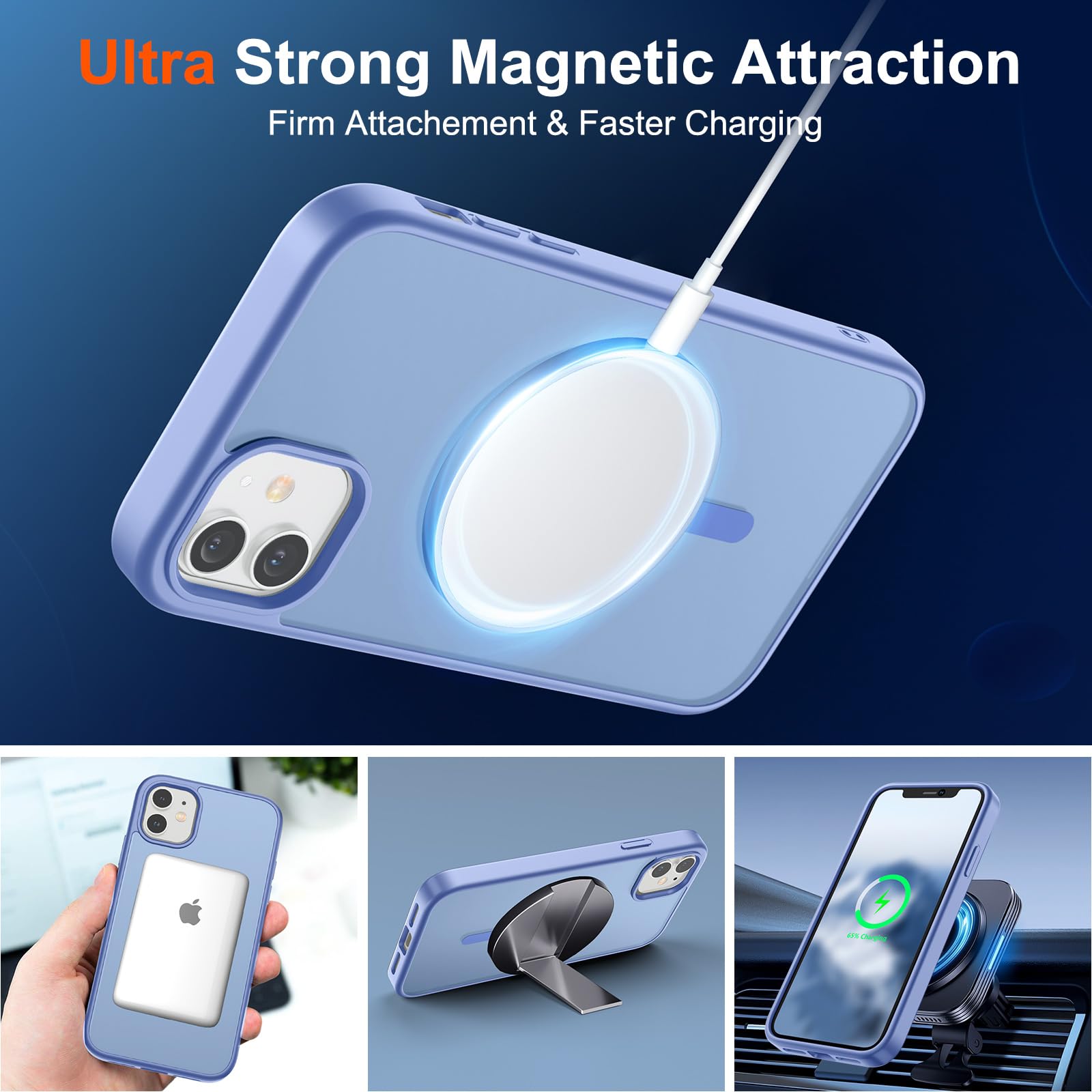 Foto 6 pulgar | Funda Magnética Supfine Para Iphone 11 Con Magsafe, Azul Y Morado - Venta Internacional.